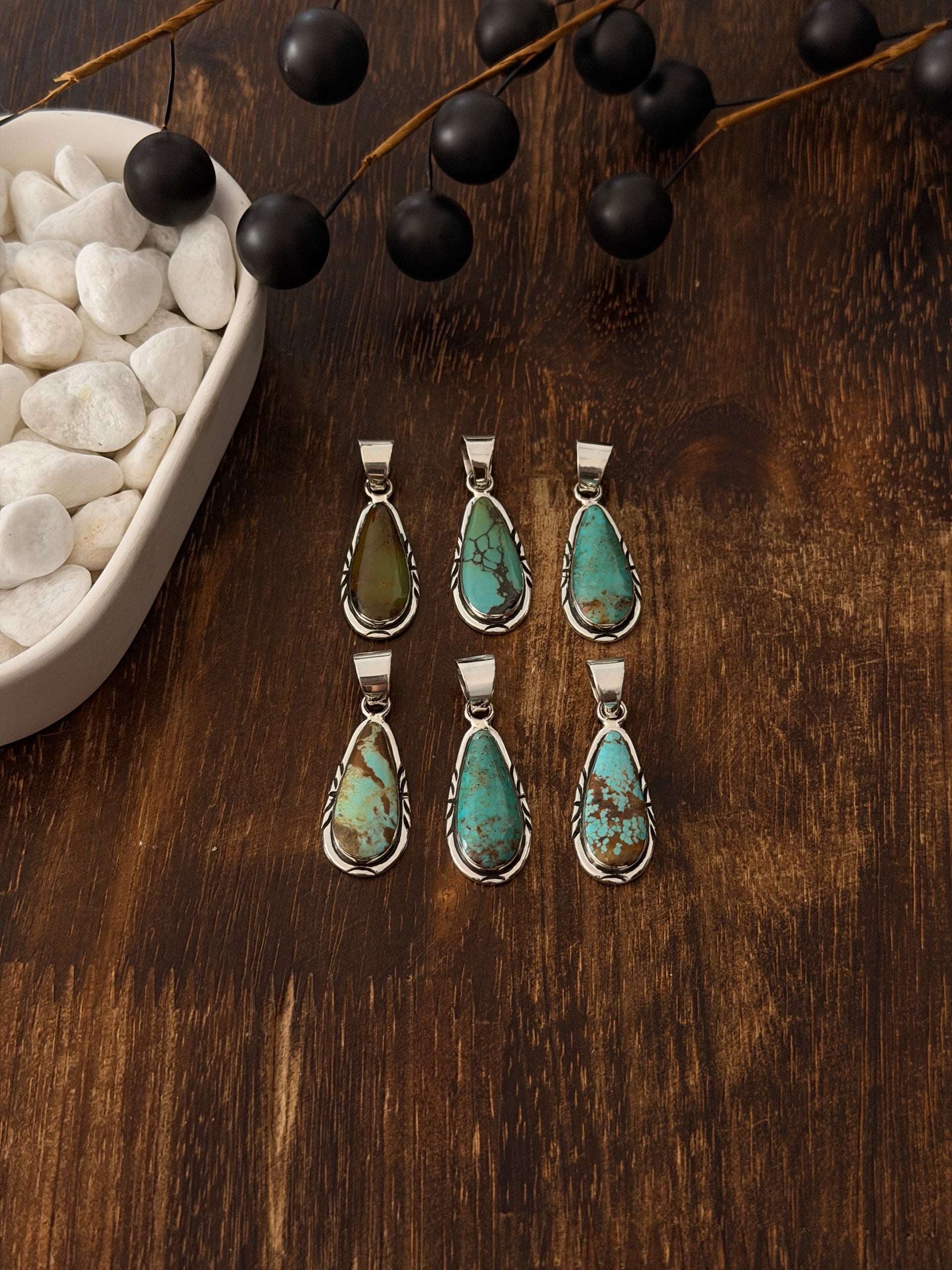 Navajo Made Kingman Turquoise & Sterling Silver Pendant