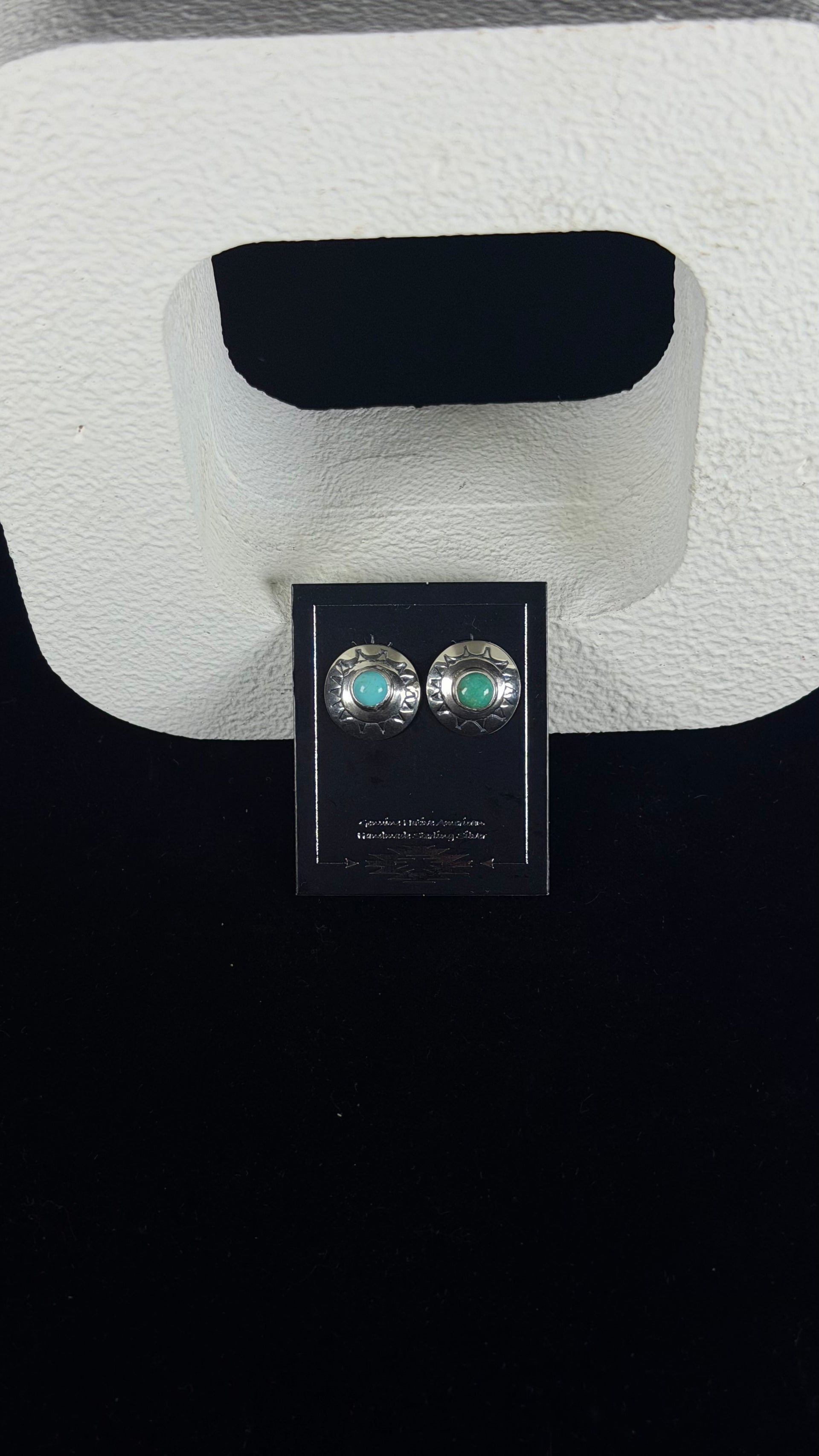 Navajo Made Kingman Turquoise & Sterling Silver Post Earrings