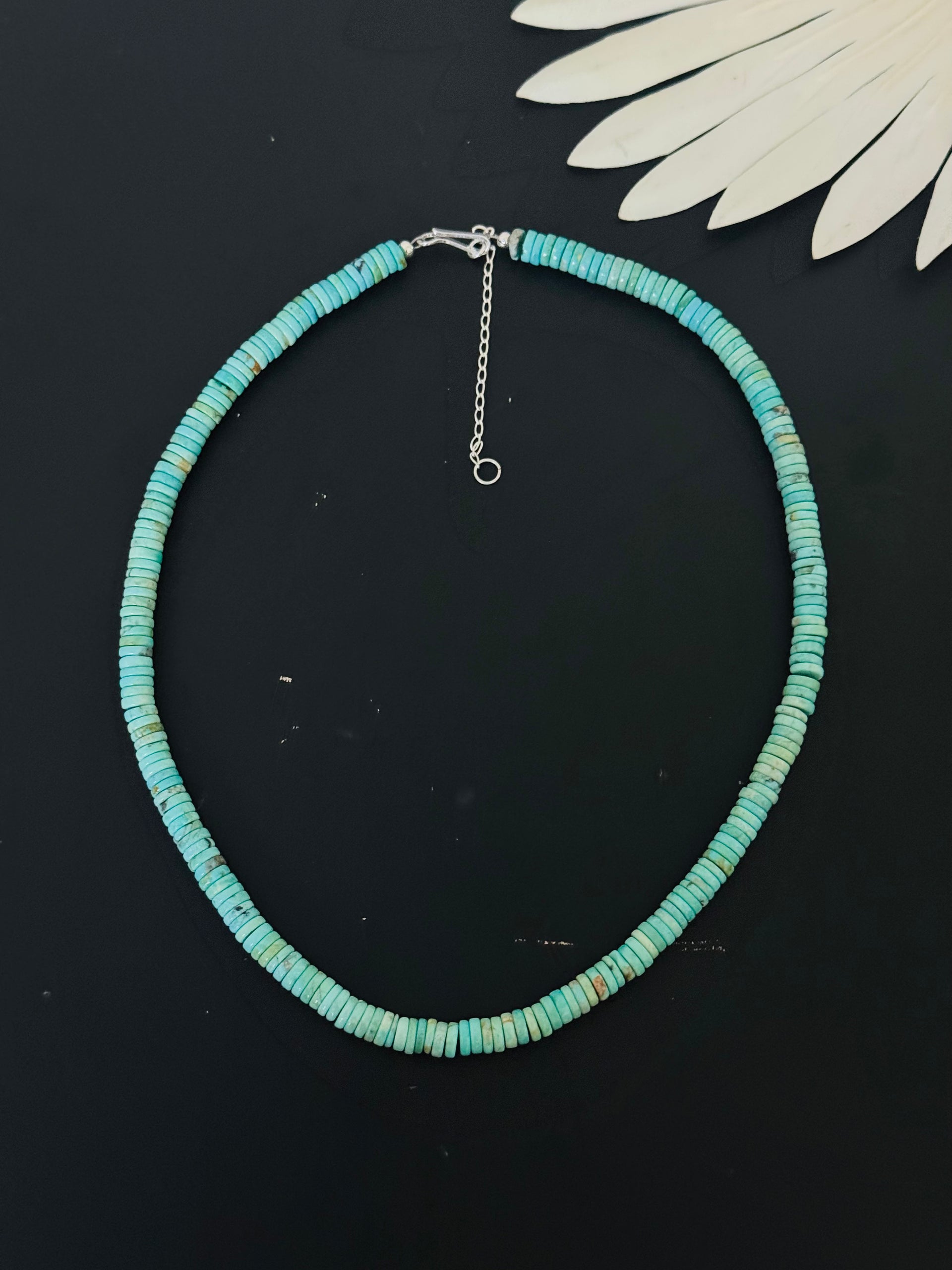 Navajo Strung Kingman Turquoise & Sterling Silver Beaded Necklace