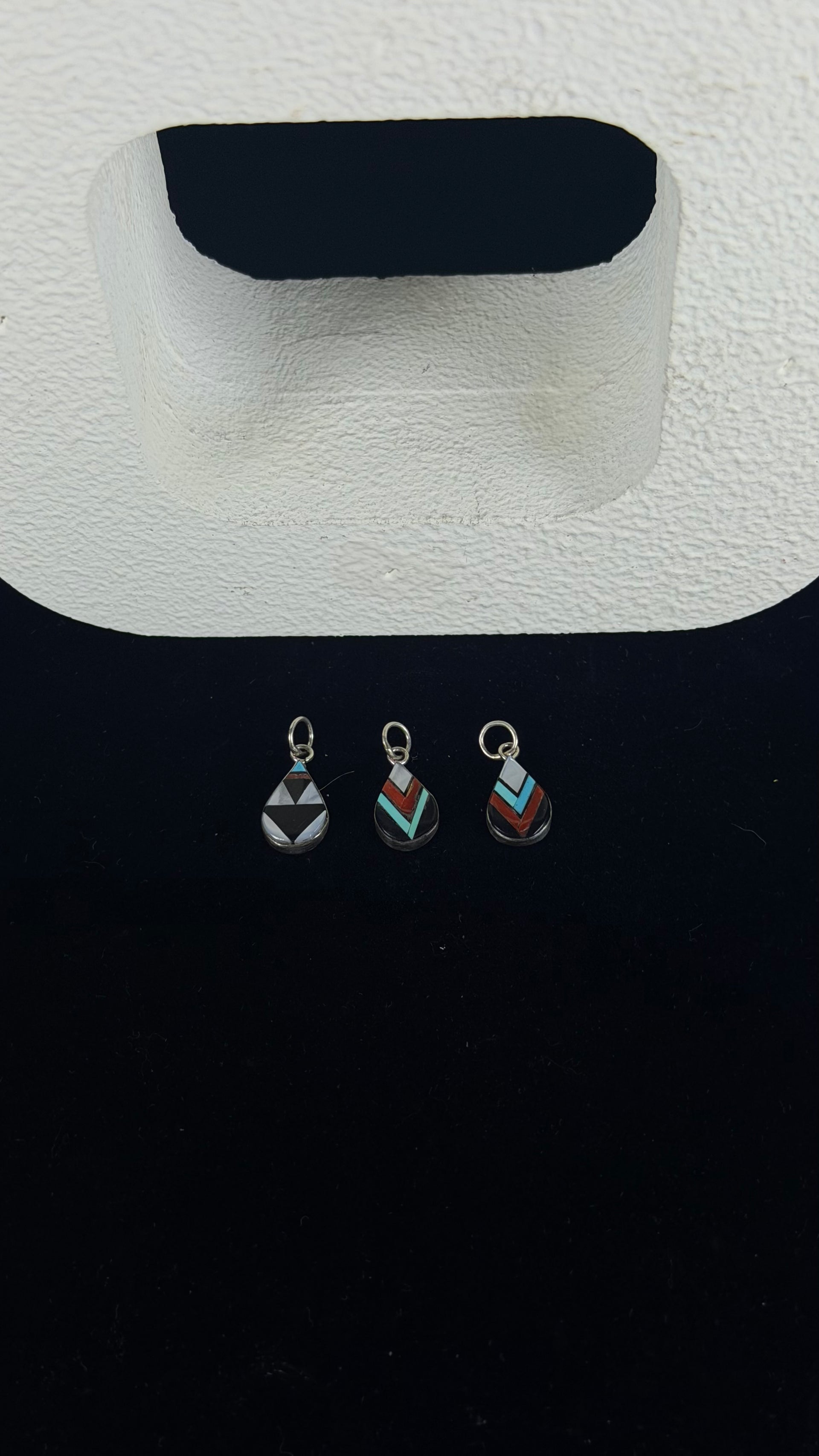 Zuni Made Multi Stone & Sterling Silver Inlay Pendant