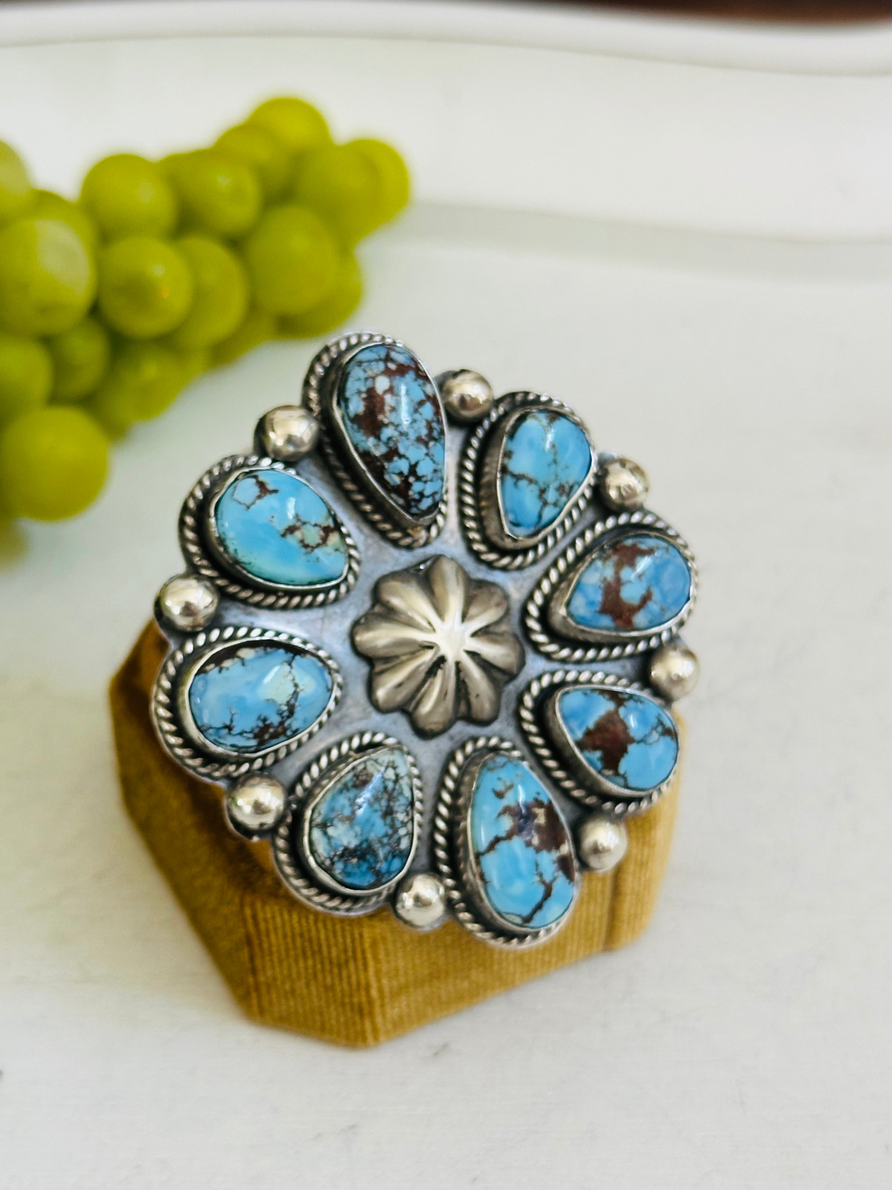 Thompson Piaso Golden Hills Turquoise & Sterling Silver Adjustable Cluster Ring