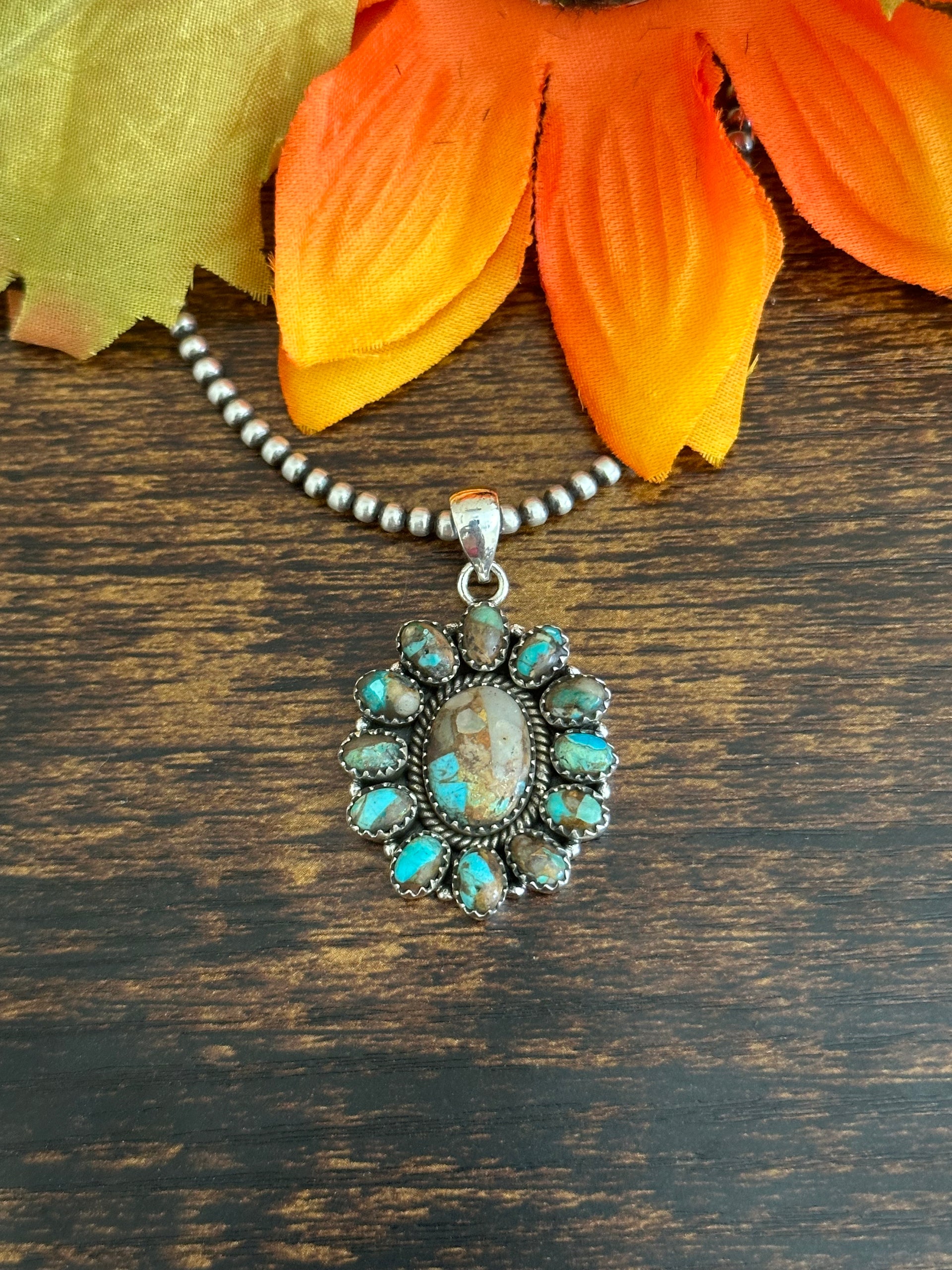 Southwest Handmade Sterling Silver Cluster Pendant