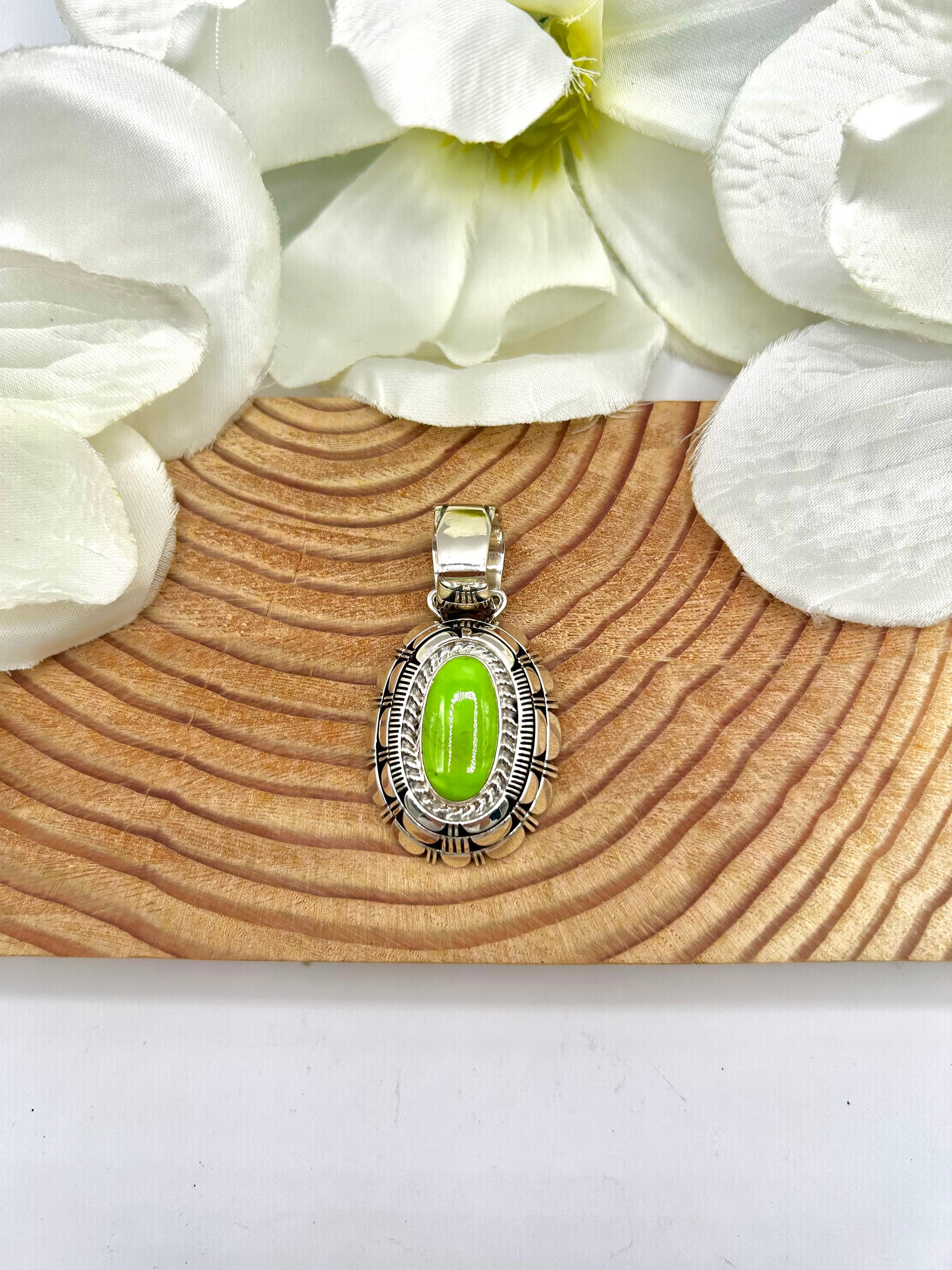 Gilbert Nelson Gaspeite & Sterling Silver Pendant