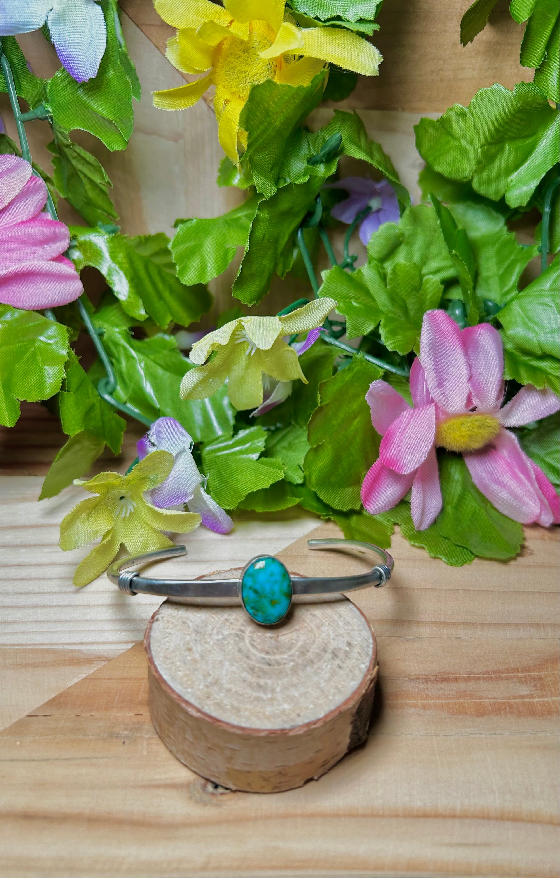 Navajo Made Kingman Turquoise & Sterling Silver Cuff Bracelet