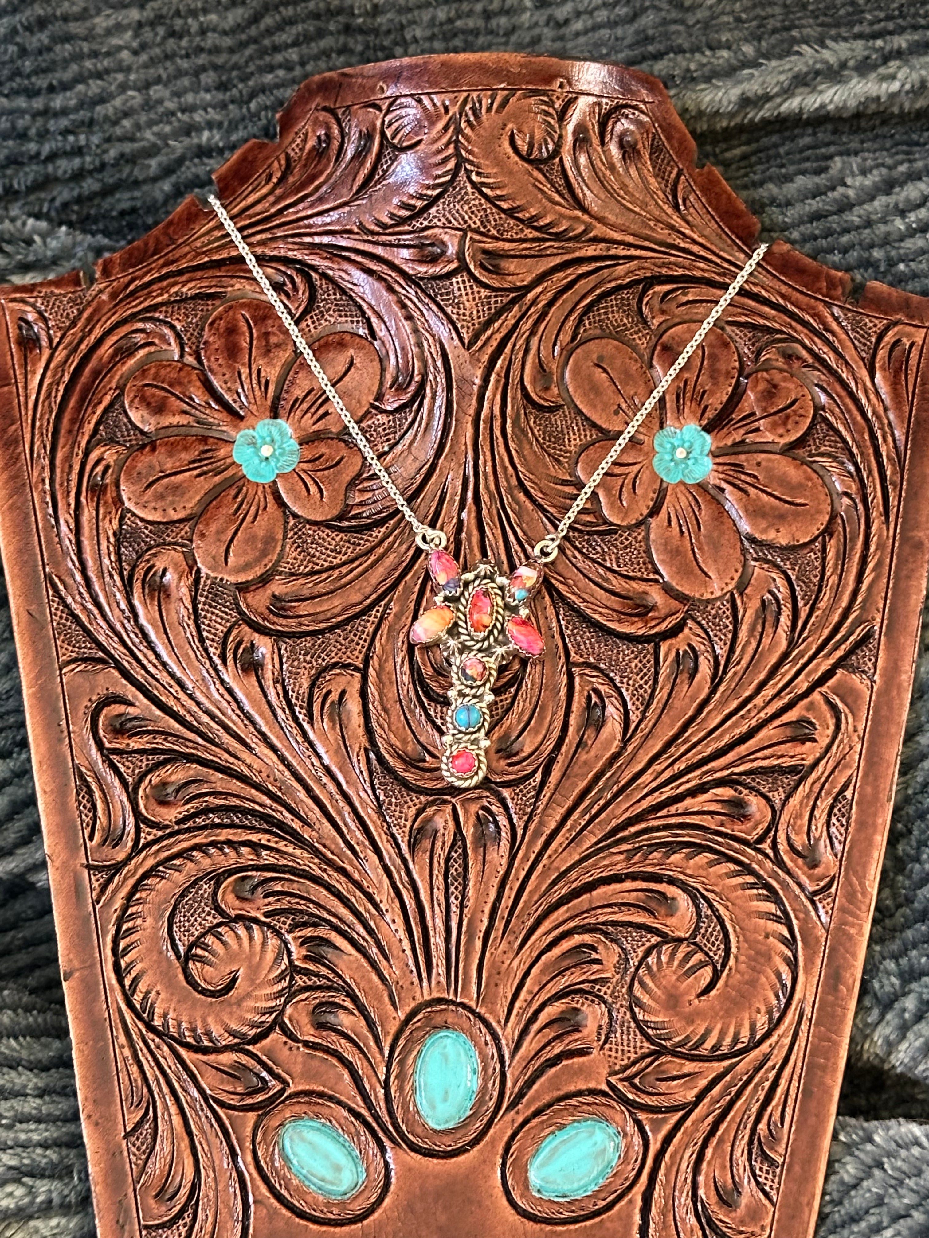 TTD “Whirlwind” Mohave Turquoise & Sterling Silver Cluster Necklace