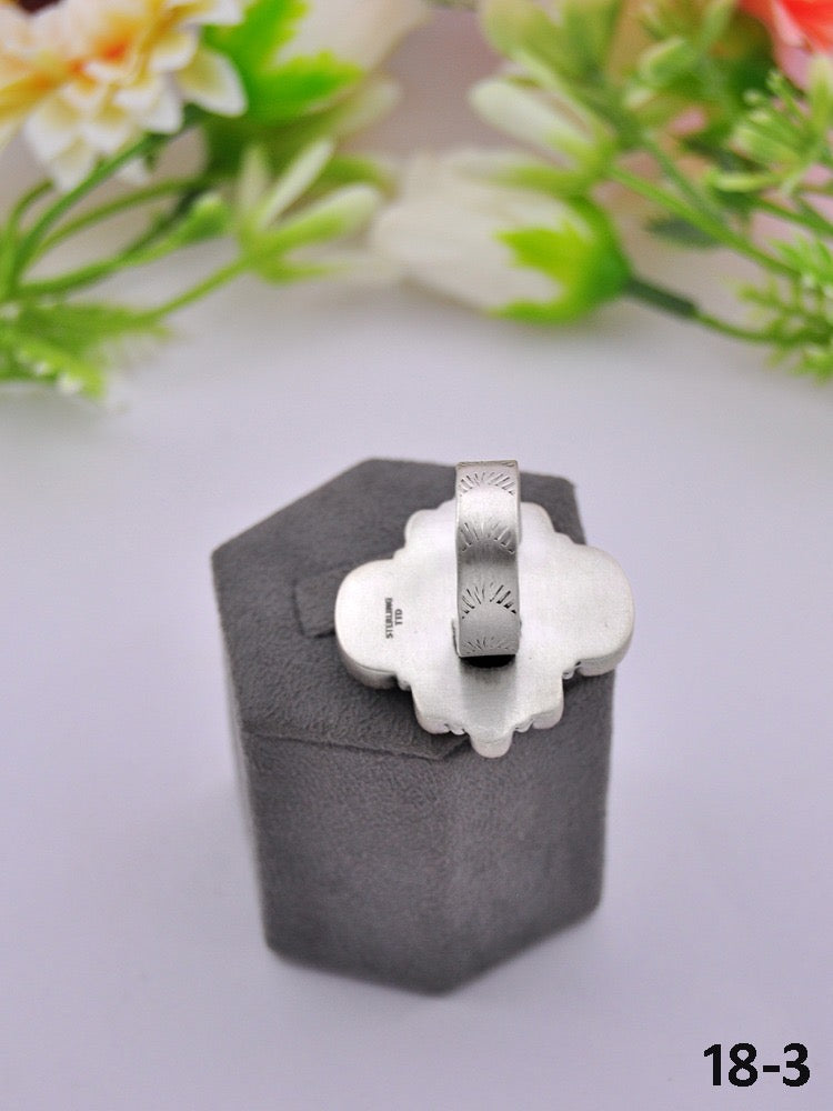 Southwest Made Multi Stone & Sterling Sliver Cluster Adjustable Ring