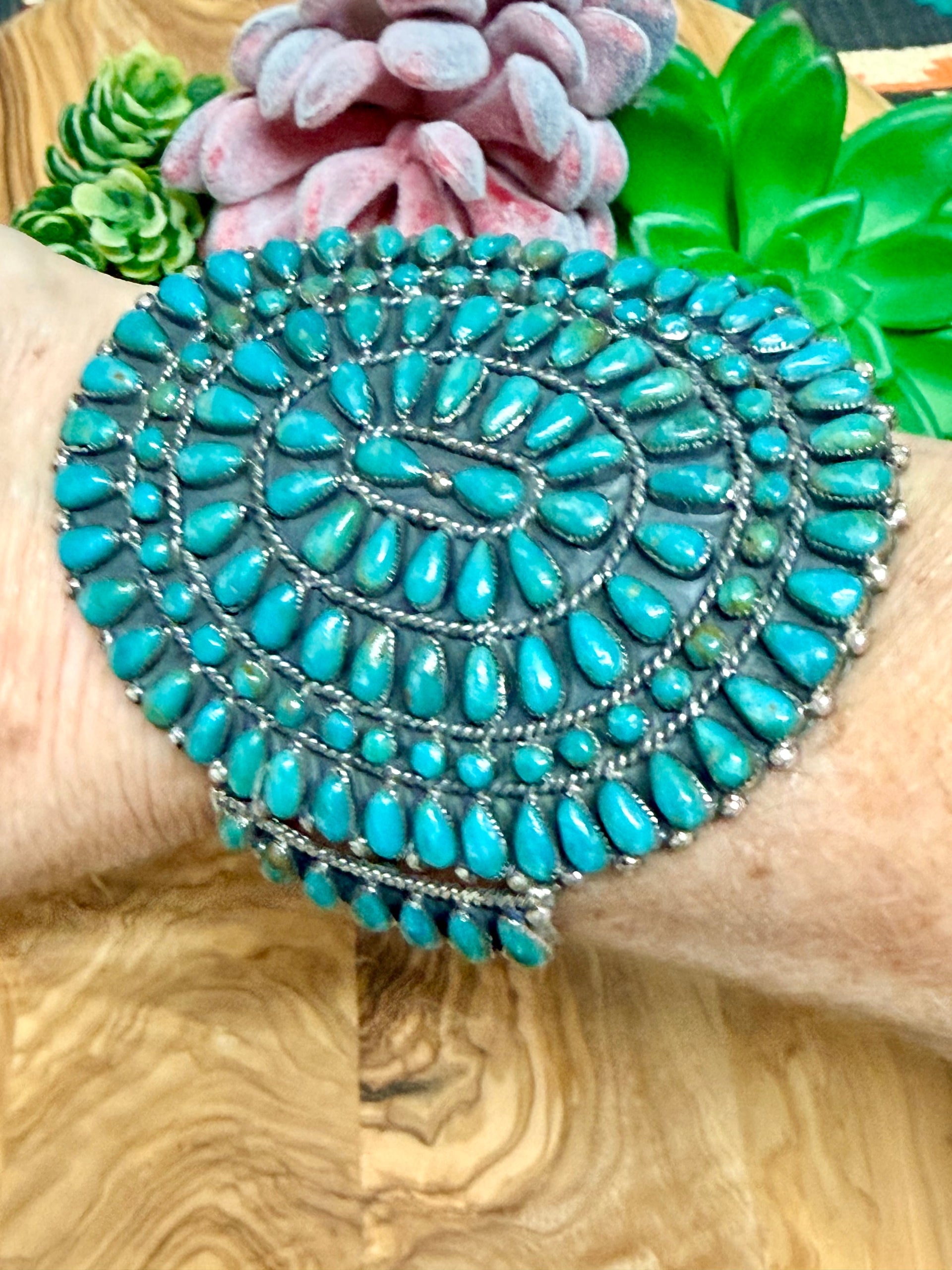 Southwest Handmade Kingman Turquoise & Sterling Silver Cuff Bracelet