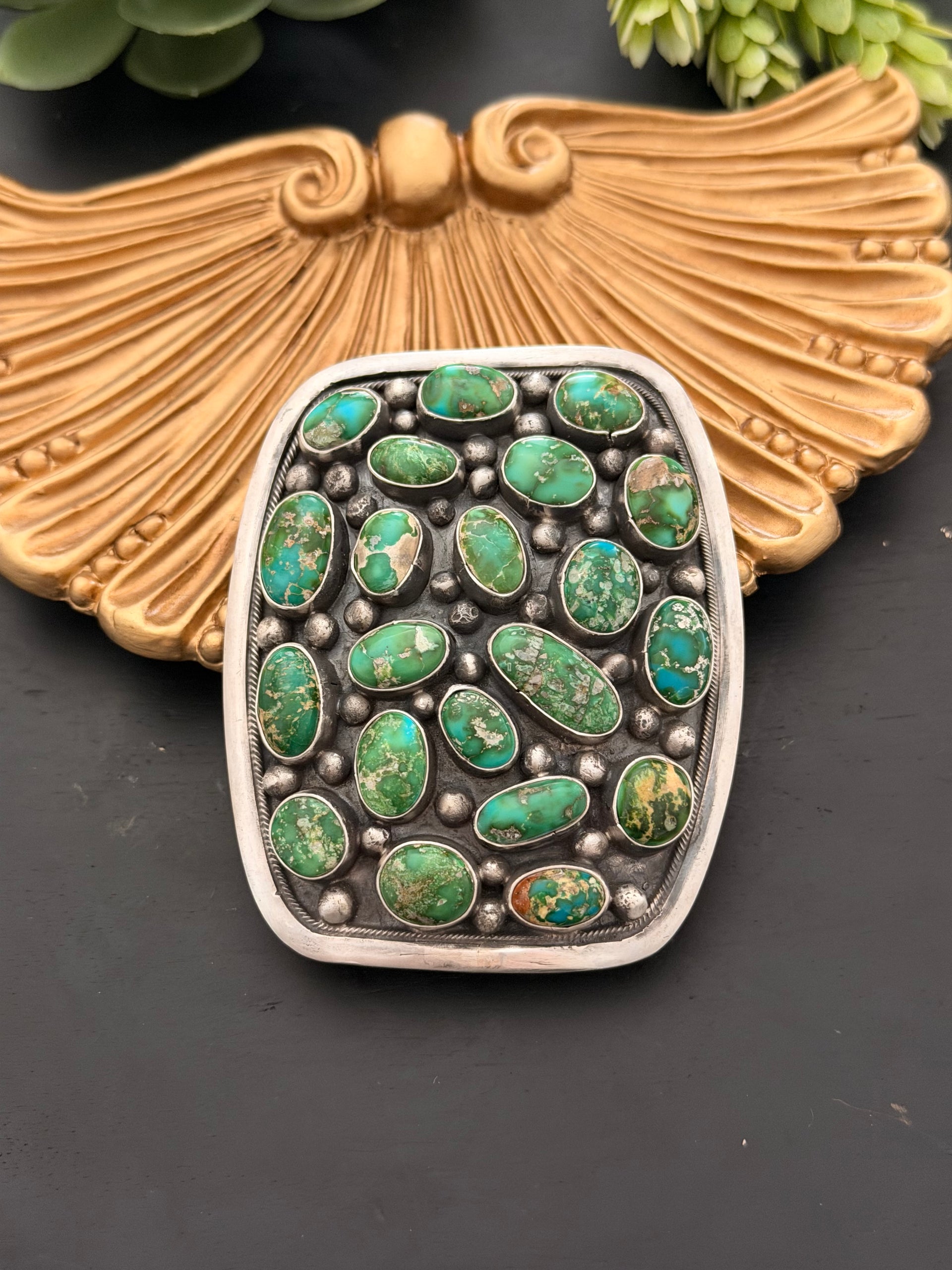 Bobby Johnson Sonoran Gold  Turquoise & Sterling Silver Belt Buckle