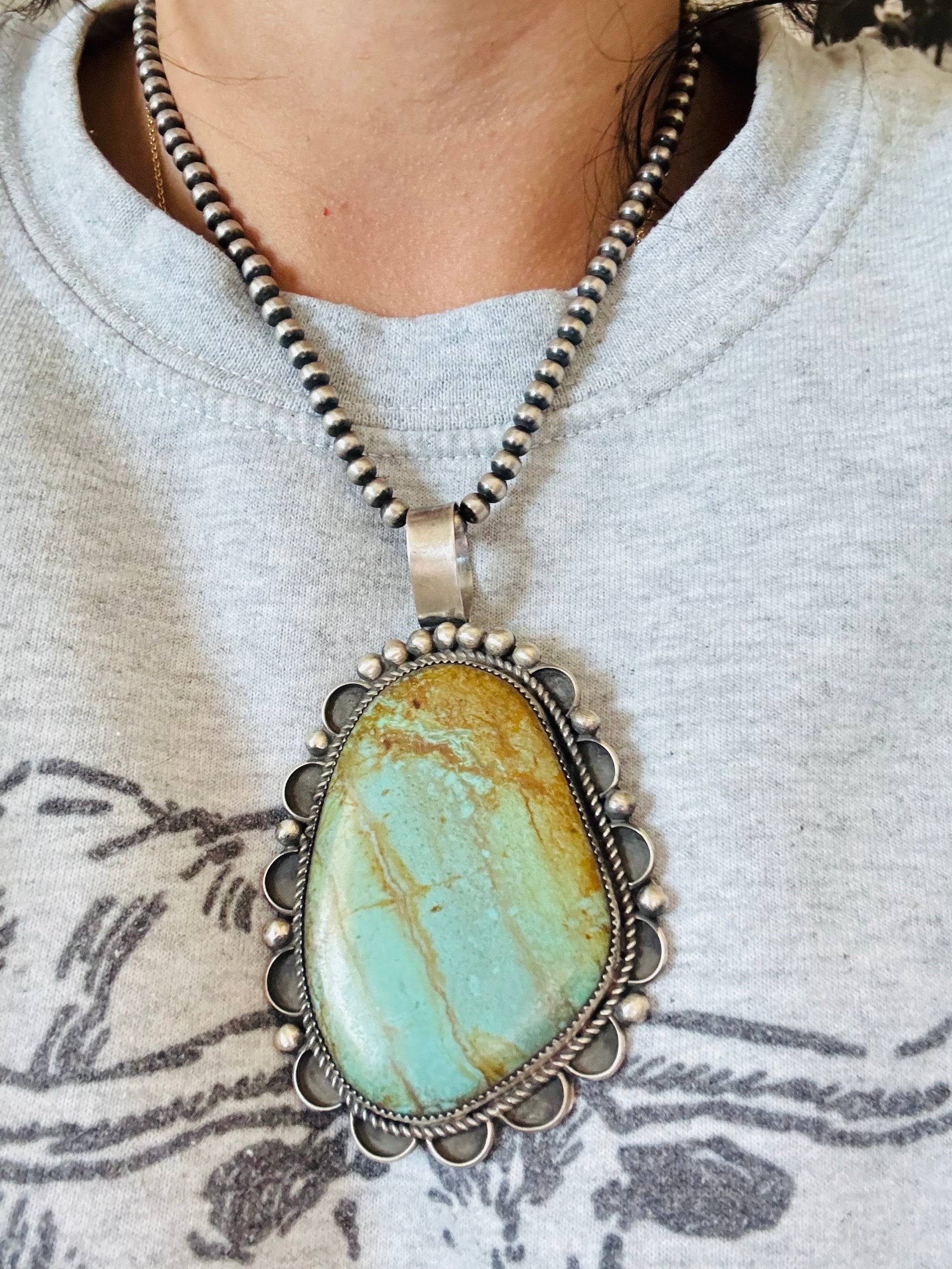 Juanita Mcdonal #8 Turquoise & Sterling Silver Pendant