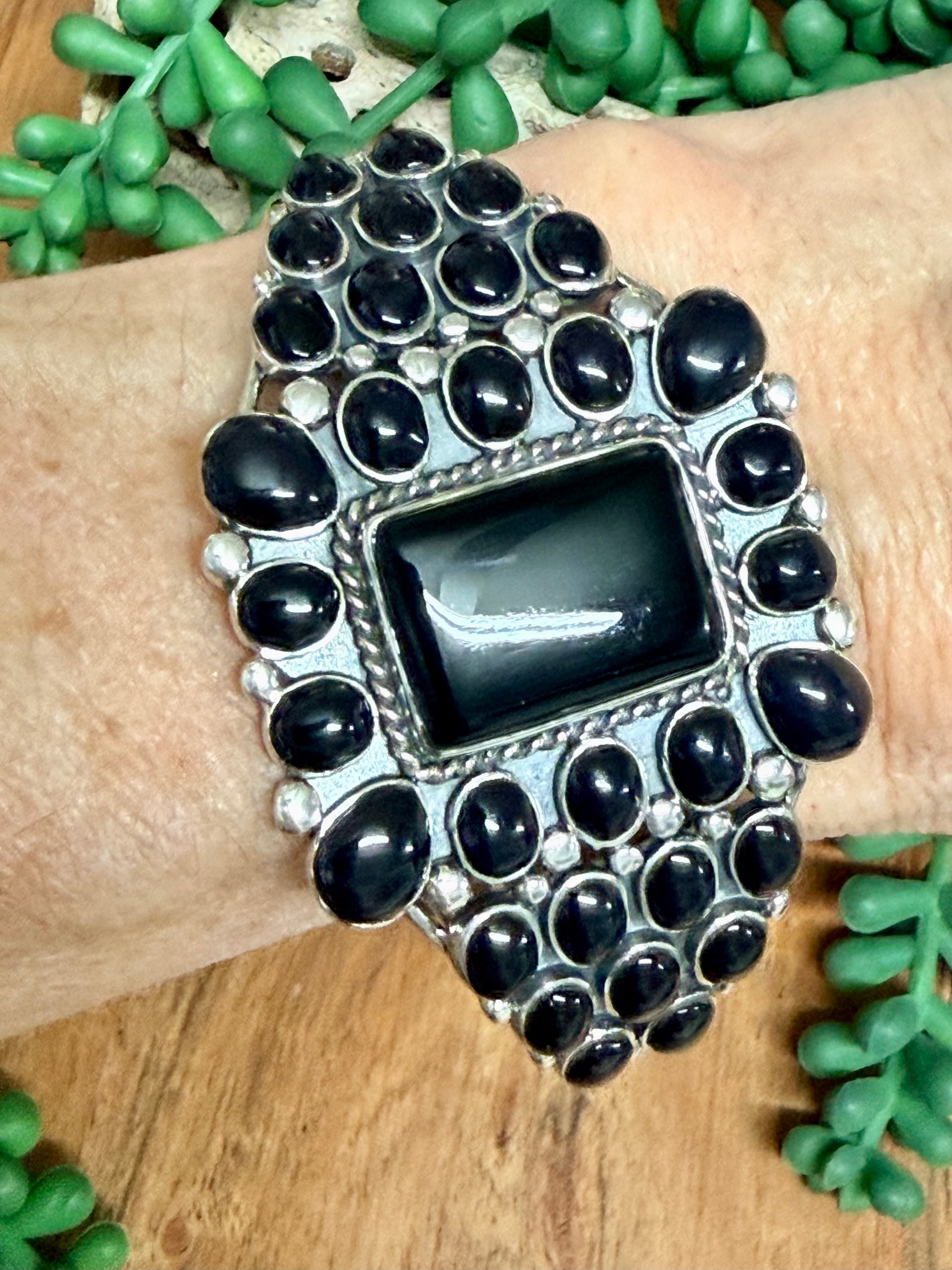 Southwest Handmade Onyx & Sterling Silver Cuff Bracelet