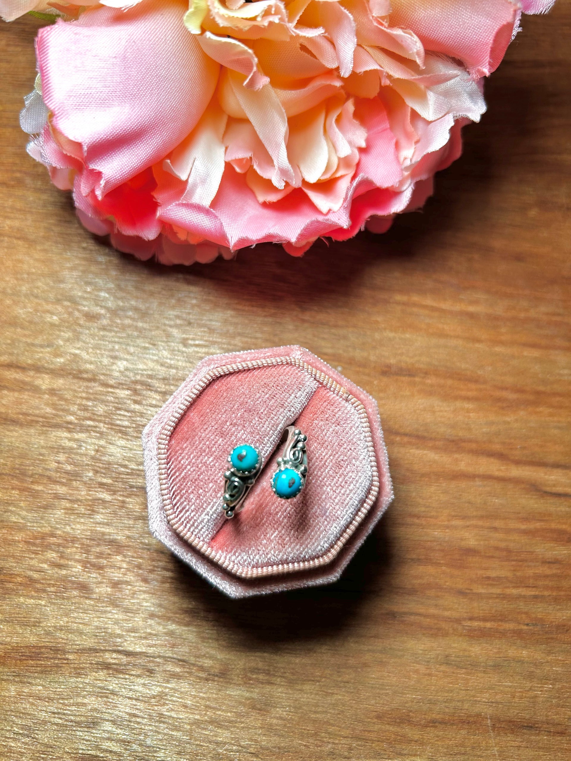 Navajo Made Kingman Turquoise & Sterling Silver Adjustable Ring