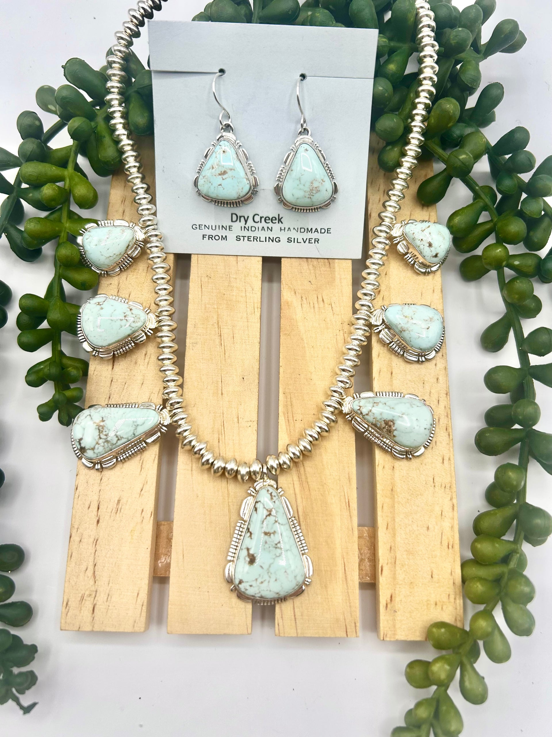 Larry Mosey Yazzie Dry Creek Turquoise & Sterling Silver Necklace Set