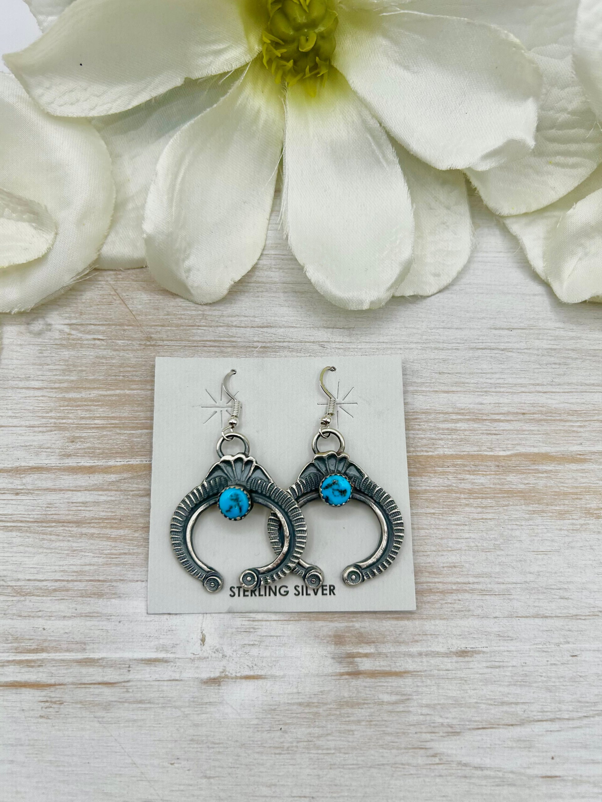 Eva Lin Billah Kingman Turquoise & Sterling Silver Hook Earrings