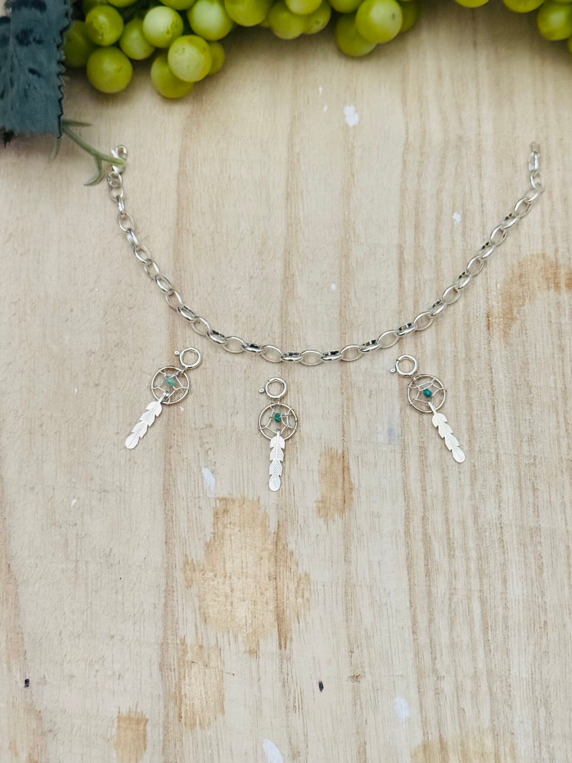 Navajo Made Turquosie & Sterling Silver Dream Catcher Cast Charms