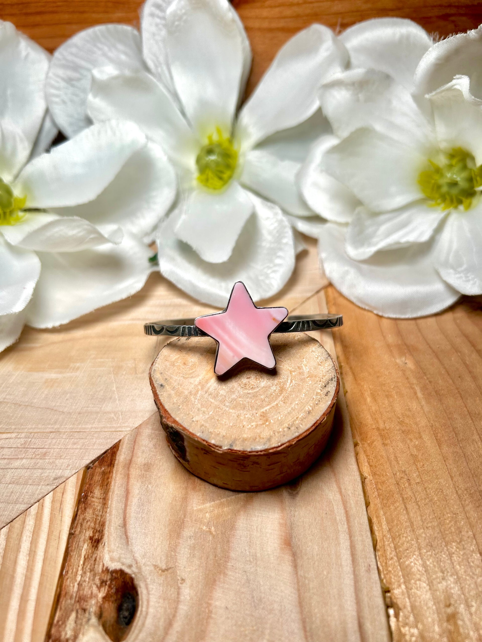 Donovan Skeets Pink Conch & Sterling Silver Cuff Bracelet