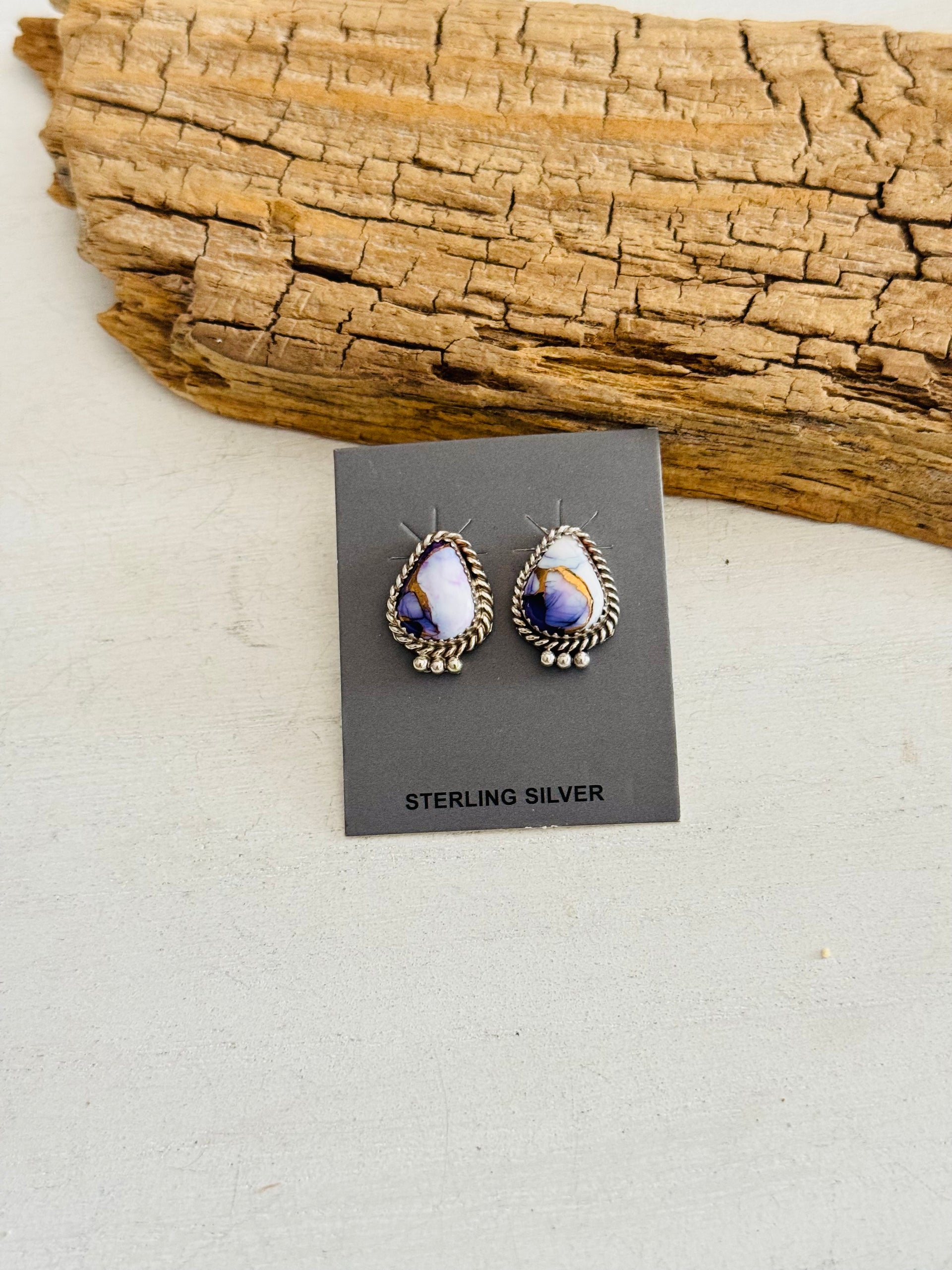Trish Largo Purple Mohave Composite & Sterling Silver Post Earrings