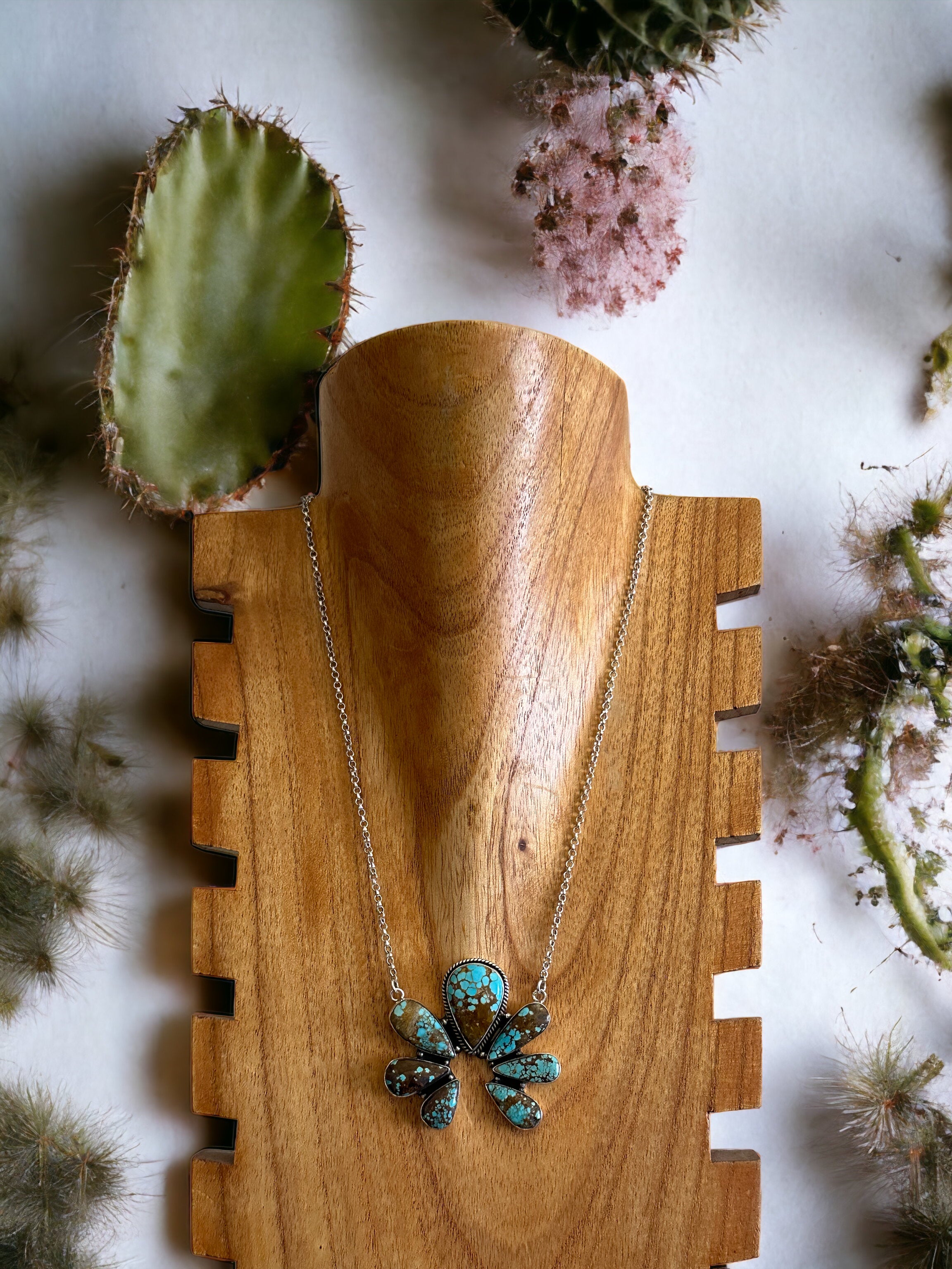 Southwest Made #8 Turquoise & Sterling Silver Naja Necklace