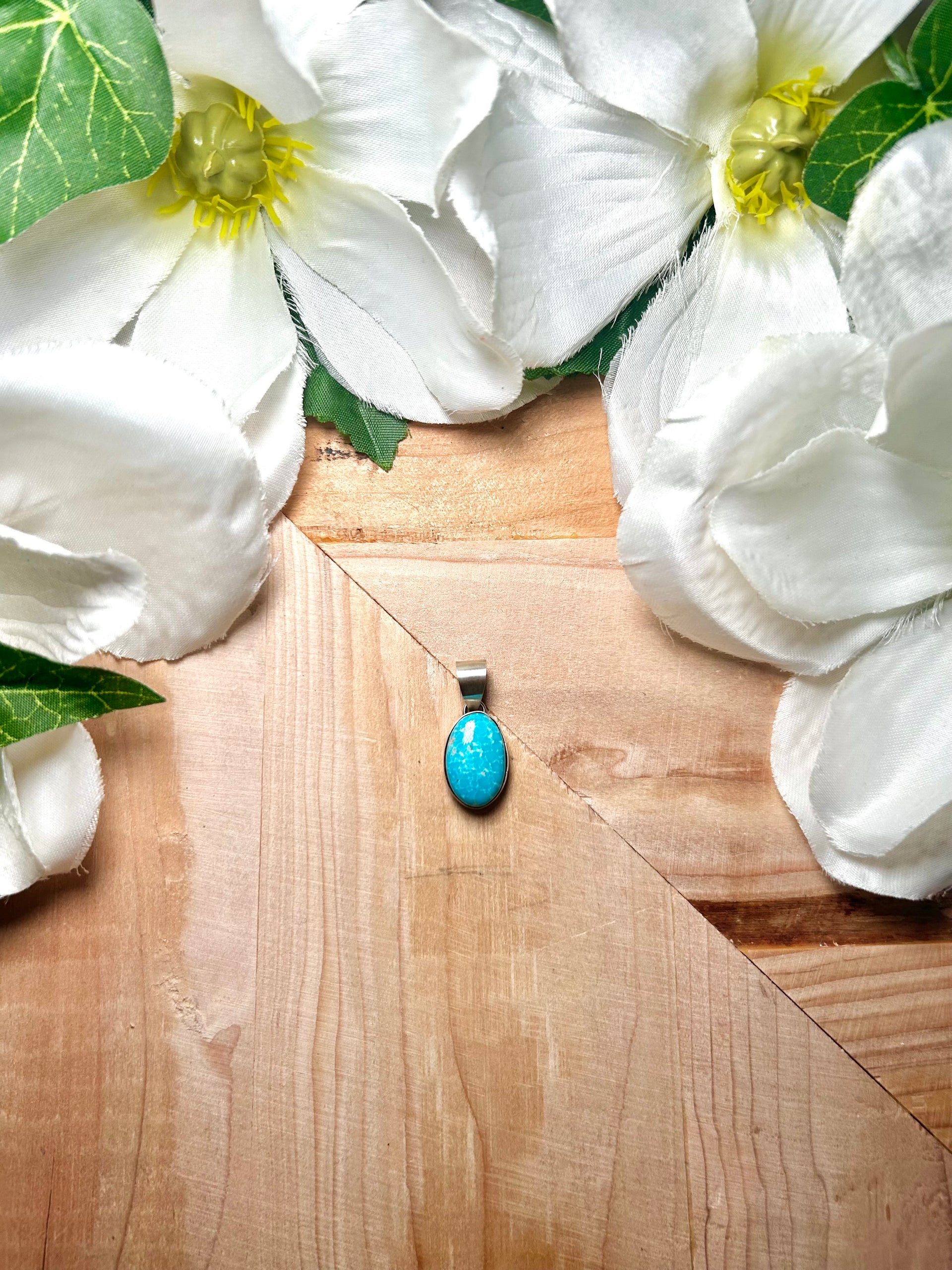 Navajo Made Blue Ridge Turquoise & Sterling Silver Pendant