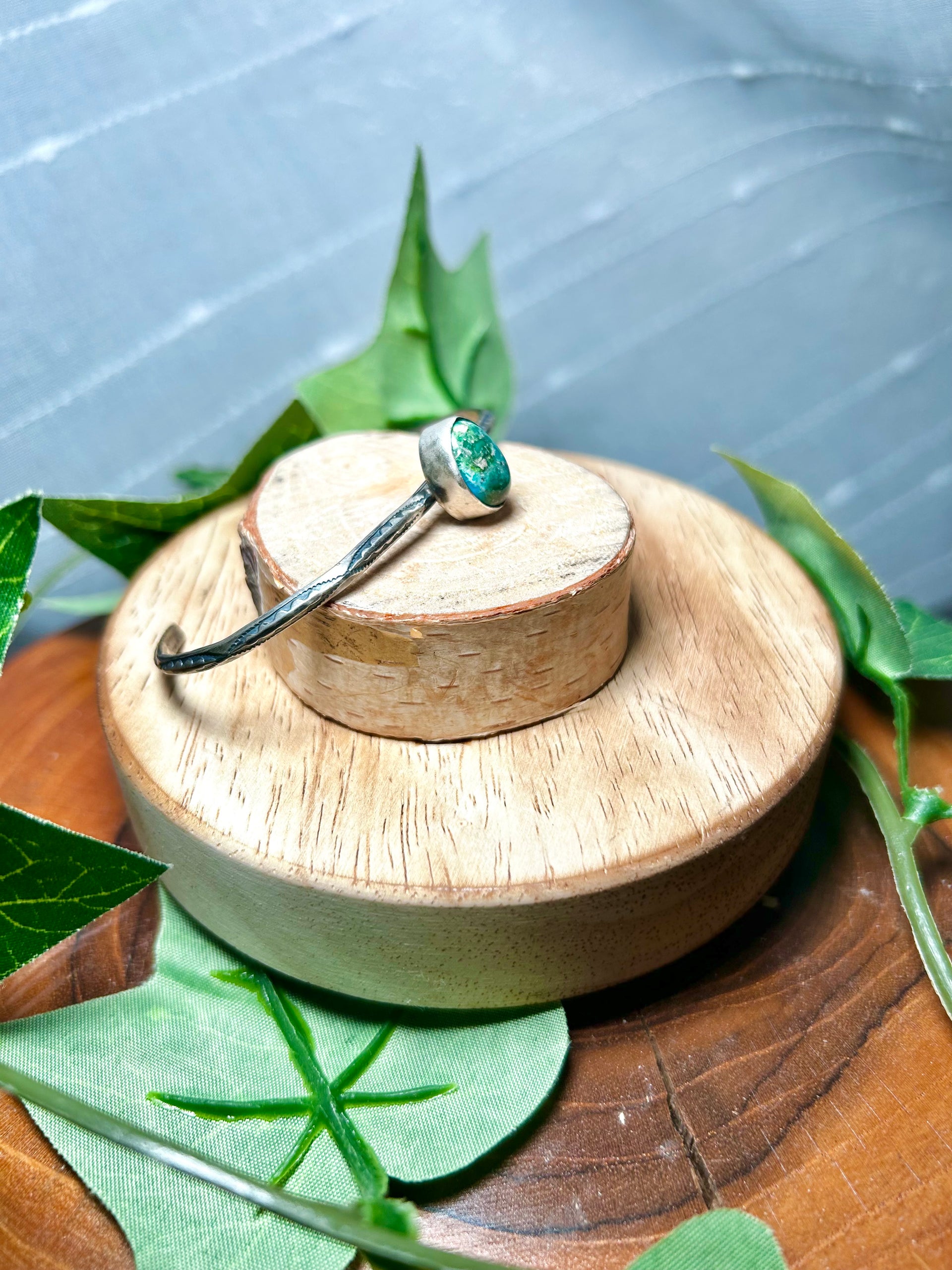 Navajo Made Sonoran Mountain Turquoise & Sterling Silver Cuff Bracelet
