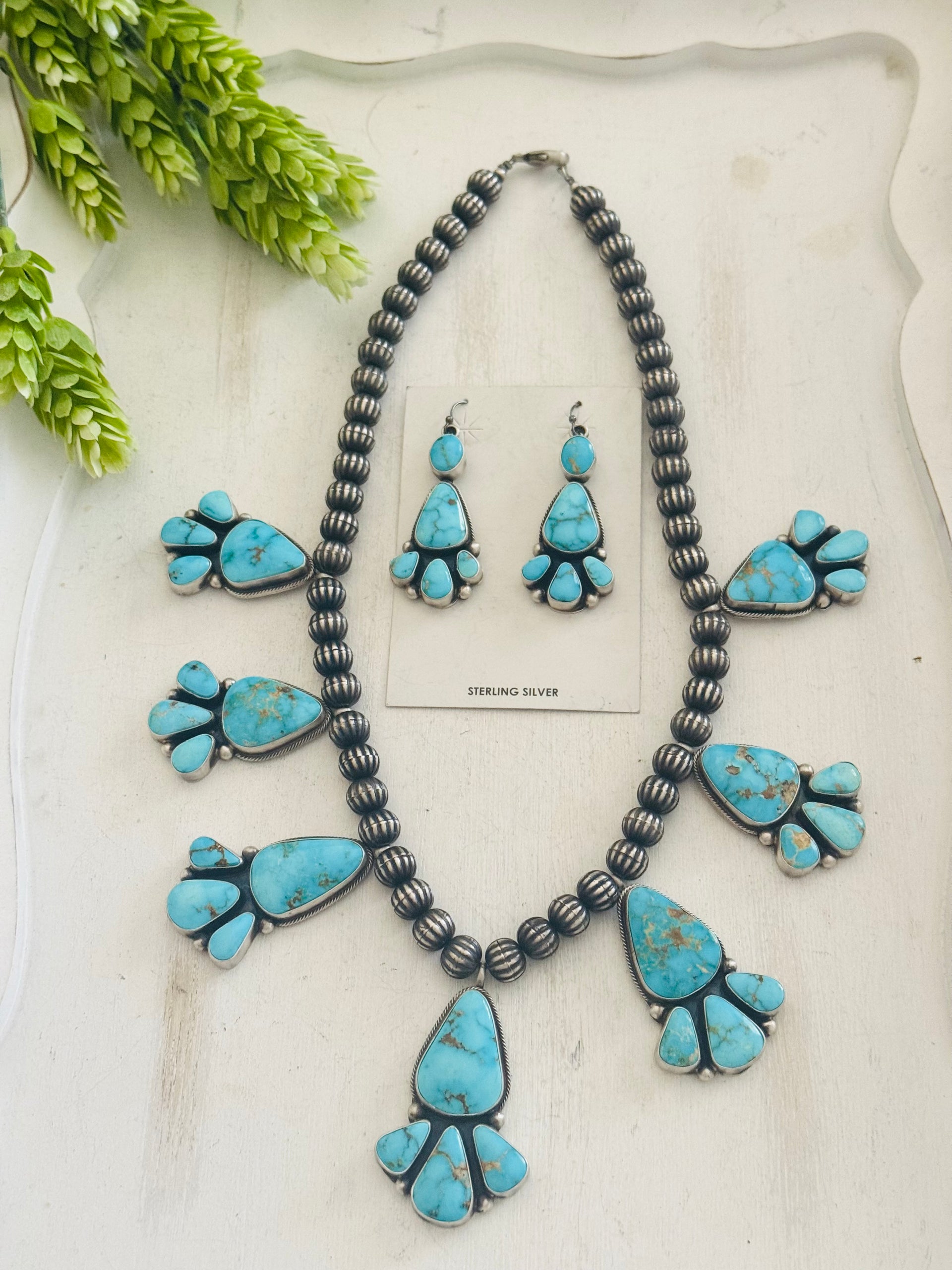 Ray Calladitto South Hill Turquoise & Sterling Sliver Necklace Set