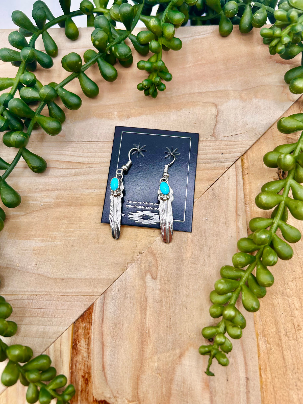 Virginia Becenti Sleeping Beauty Turquoise & Sterling Silver Hook Earrings