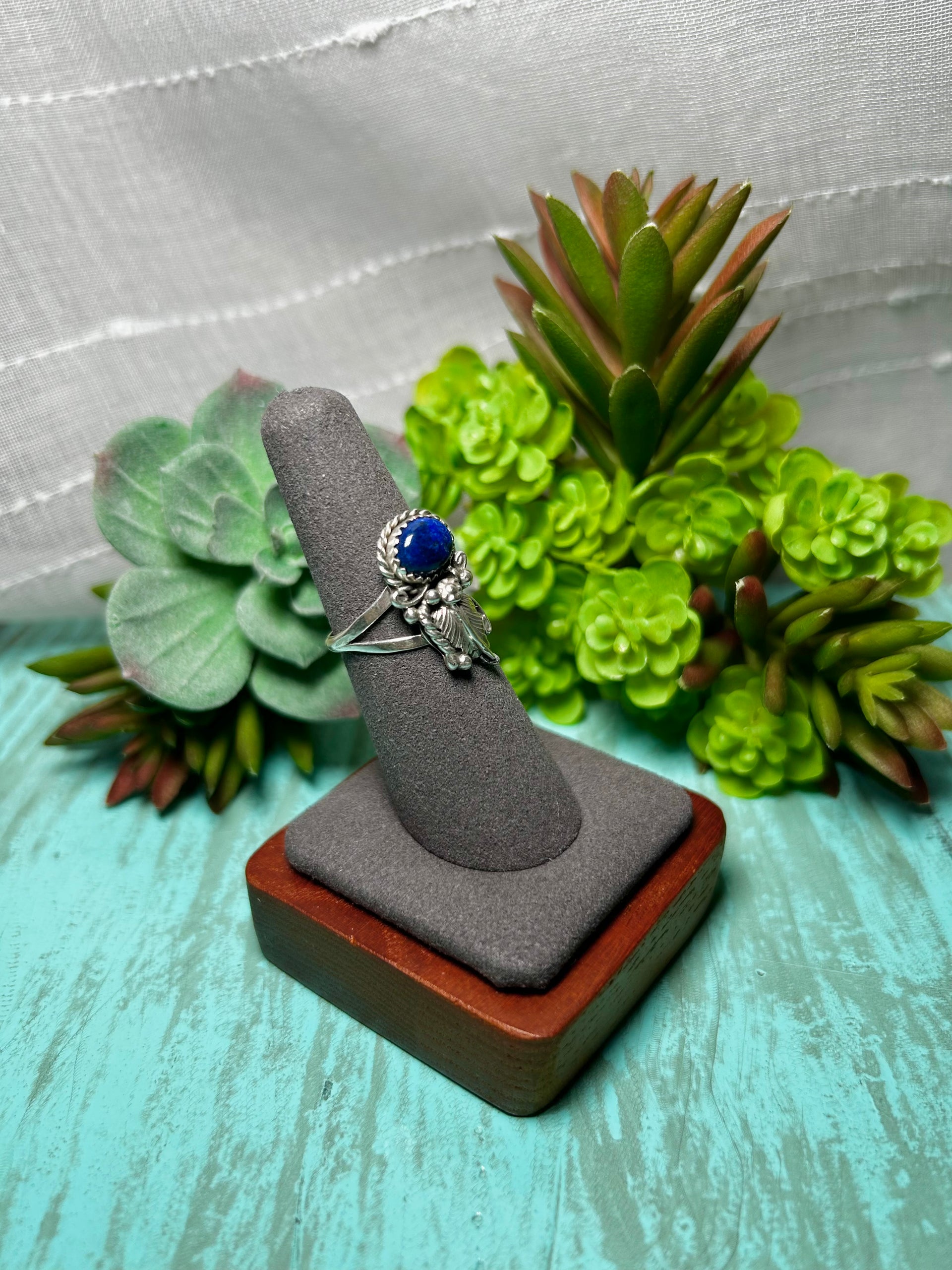 Navajo Made Lapis & Sterling Sliver Ring Size 6.75