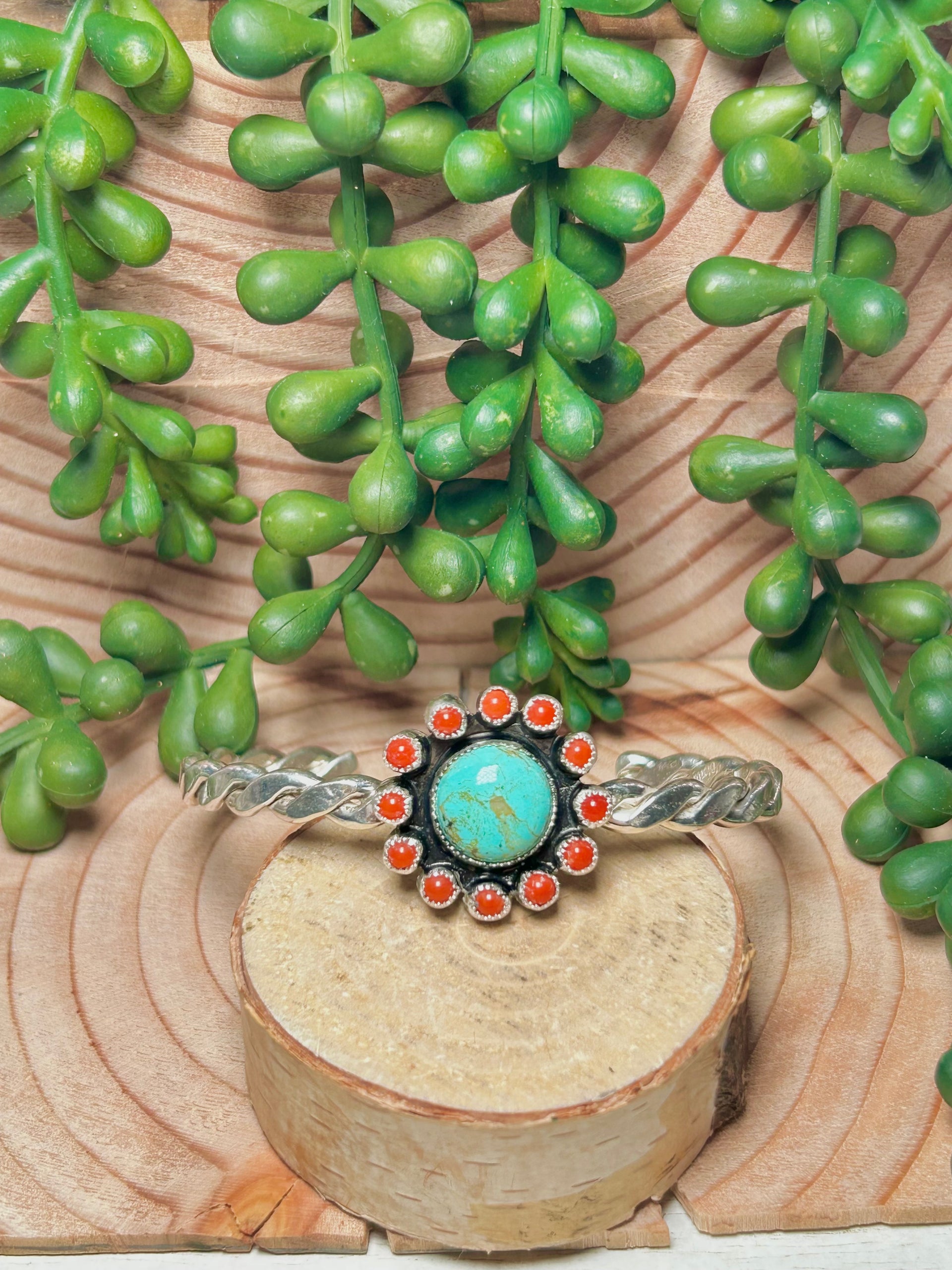 Navajo Made Multi Stone & Sterling Silver Cuff Bracelet