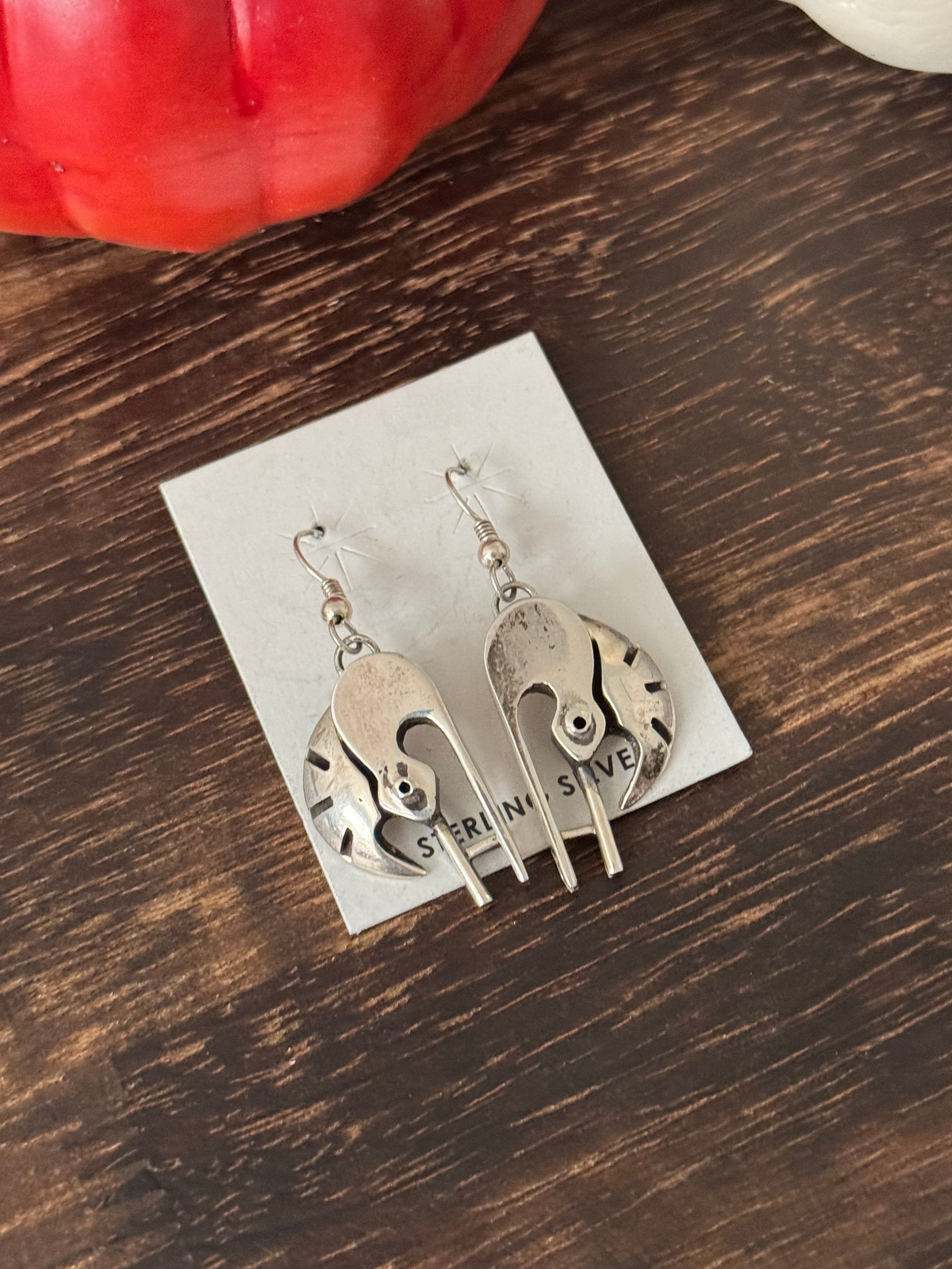 Zuni Made Sterling Silver Dangle Earrings