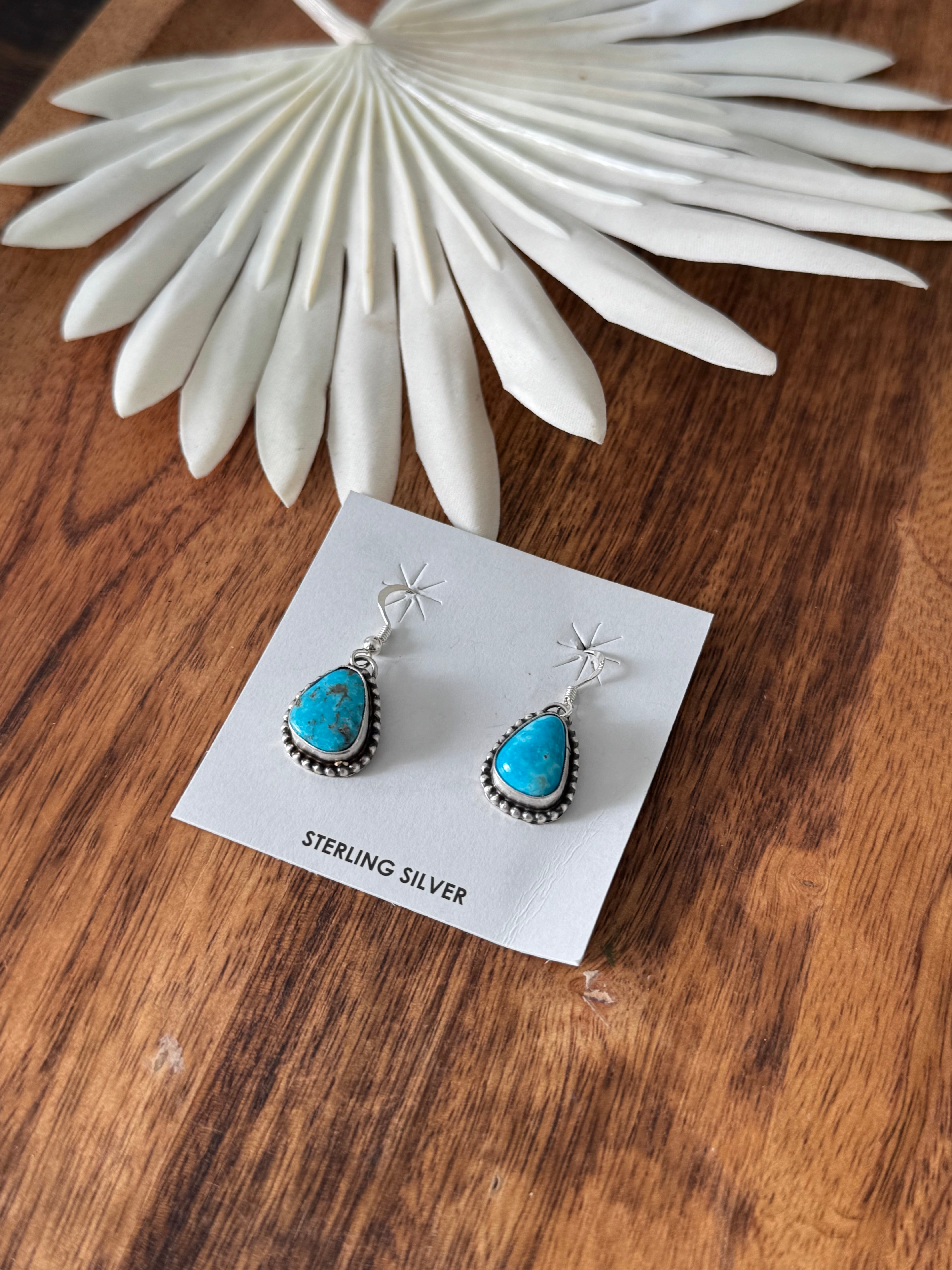 Marie Tsosie Blue Ridge Turquoise & Sterling Silver Dangle Earrings