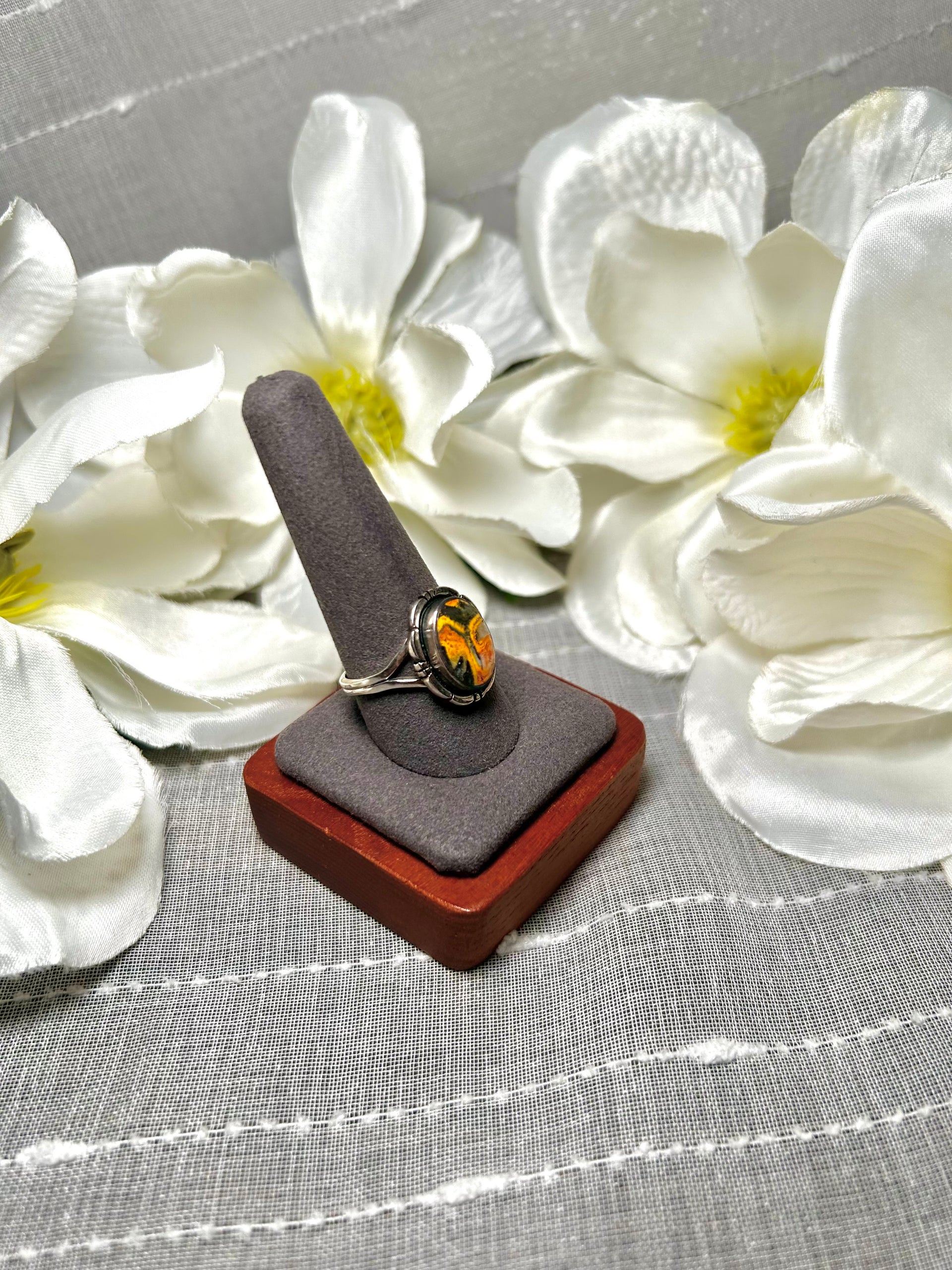 Navajo Made BB Agate & Sterling Silver Ring Size 10.5