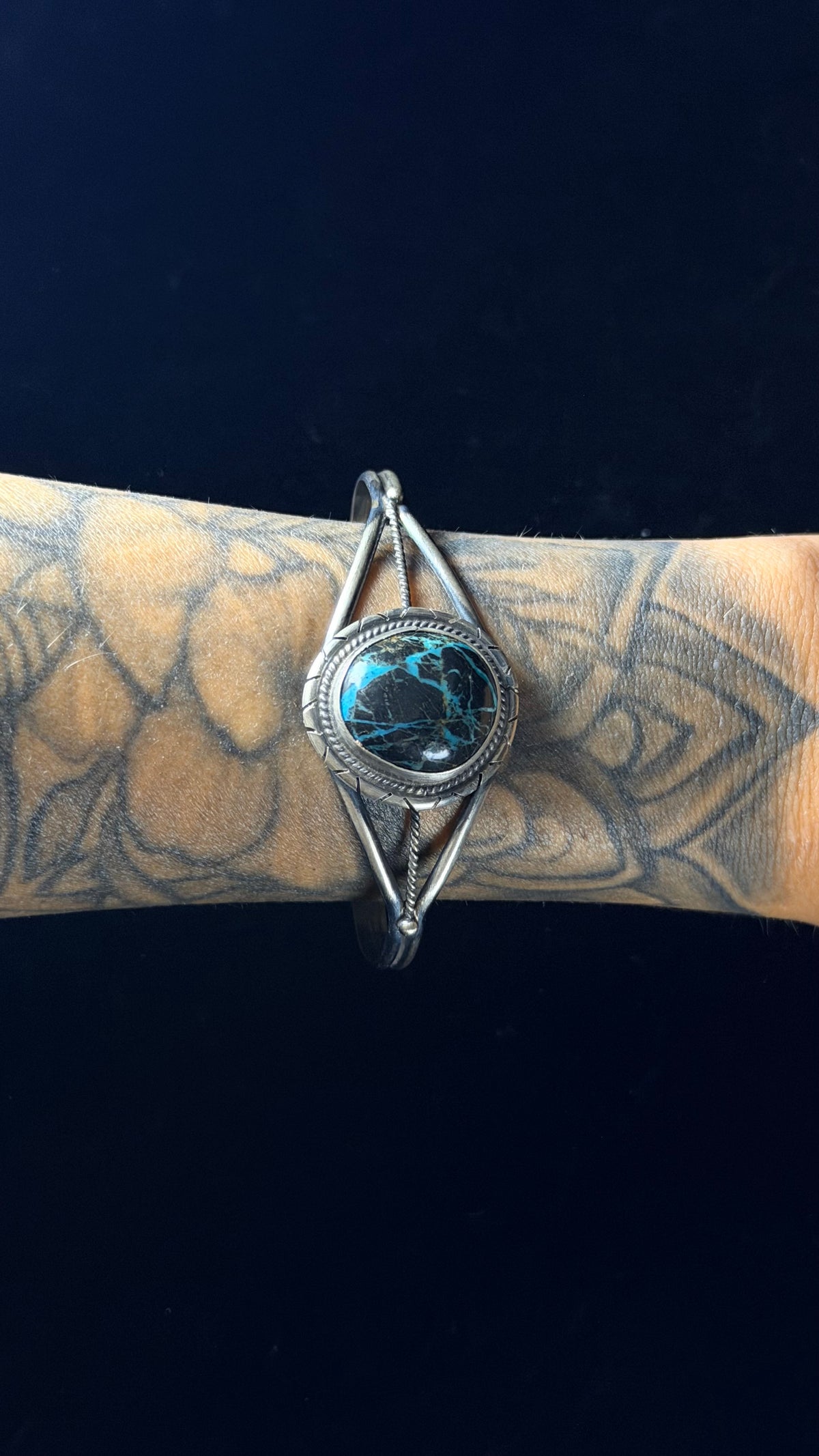 Peggy Skeets Blue Moon Turquoise & Sterling Silver Cuff Bracelet