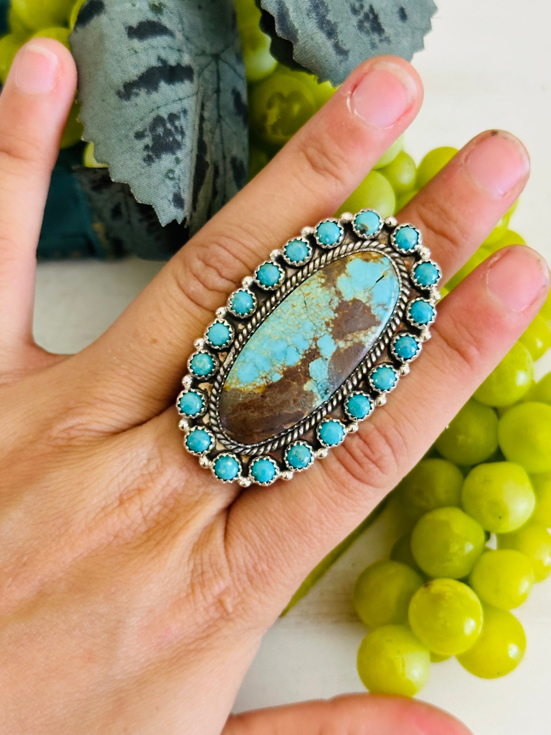 Southwest Handmade Multi Stone & Sterling Silver Cluster Adjustable Ring