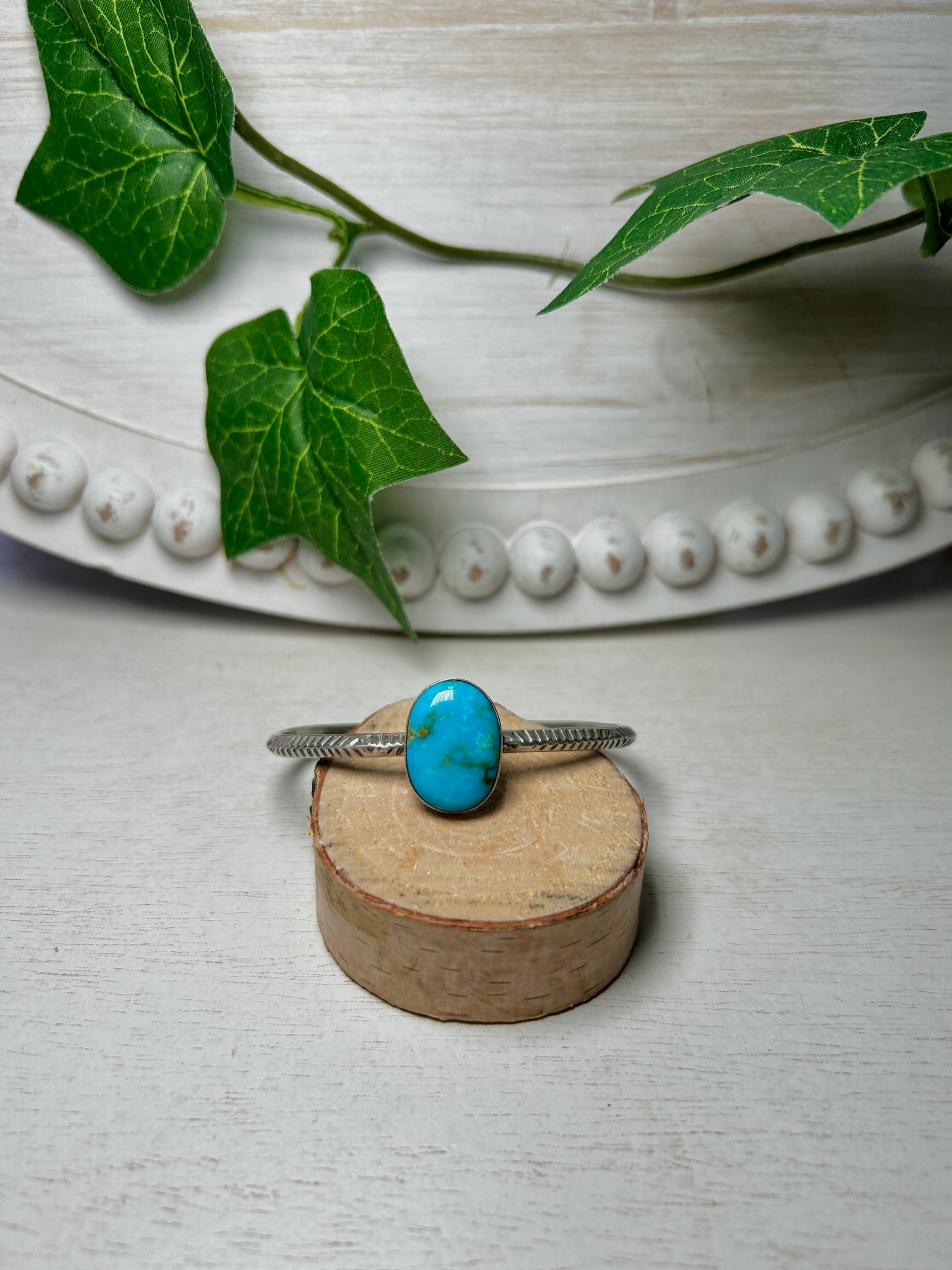 Navajo Made Kingman Turquoise & Sterling Silver Cuff Bracelet