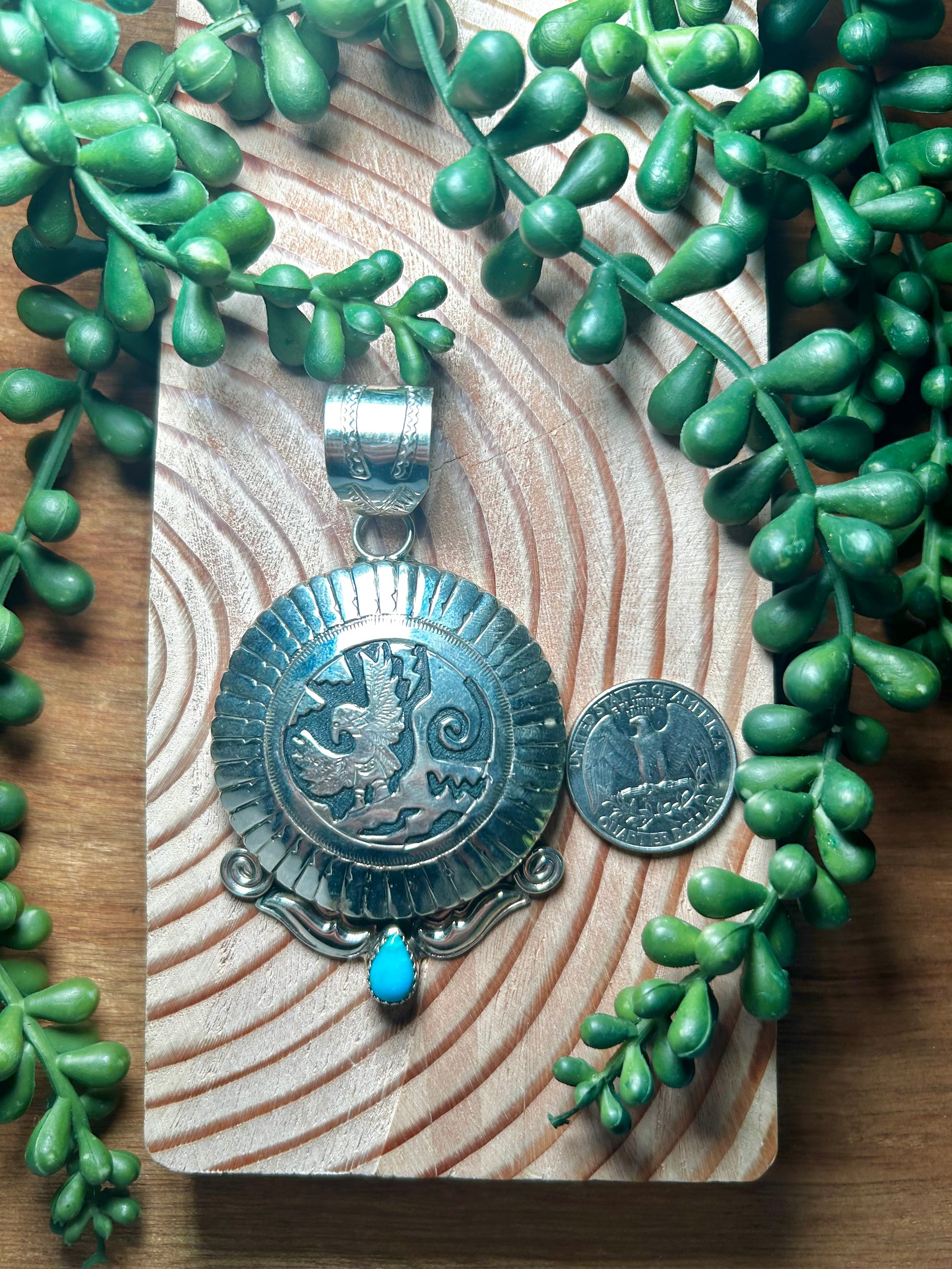 Alonzo Mariano Kingman Turquoise & Sterling Silver Pendant