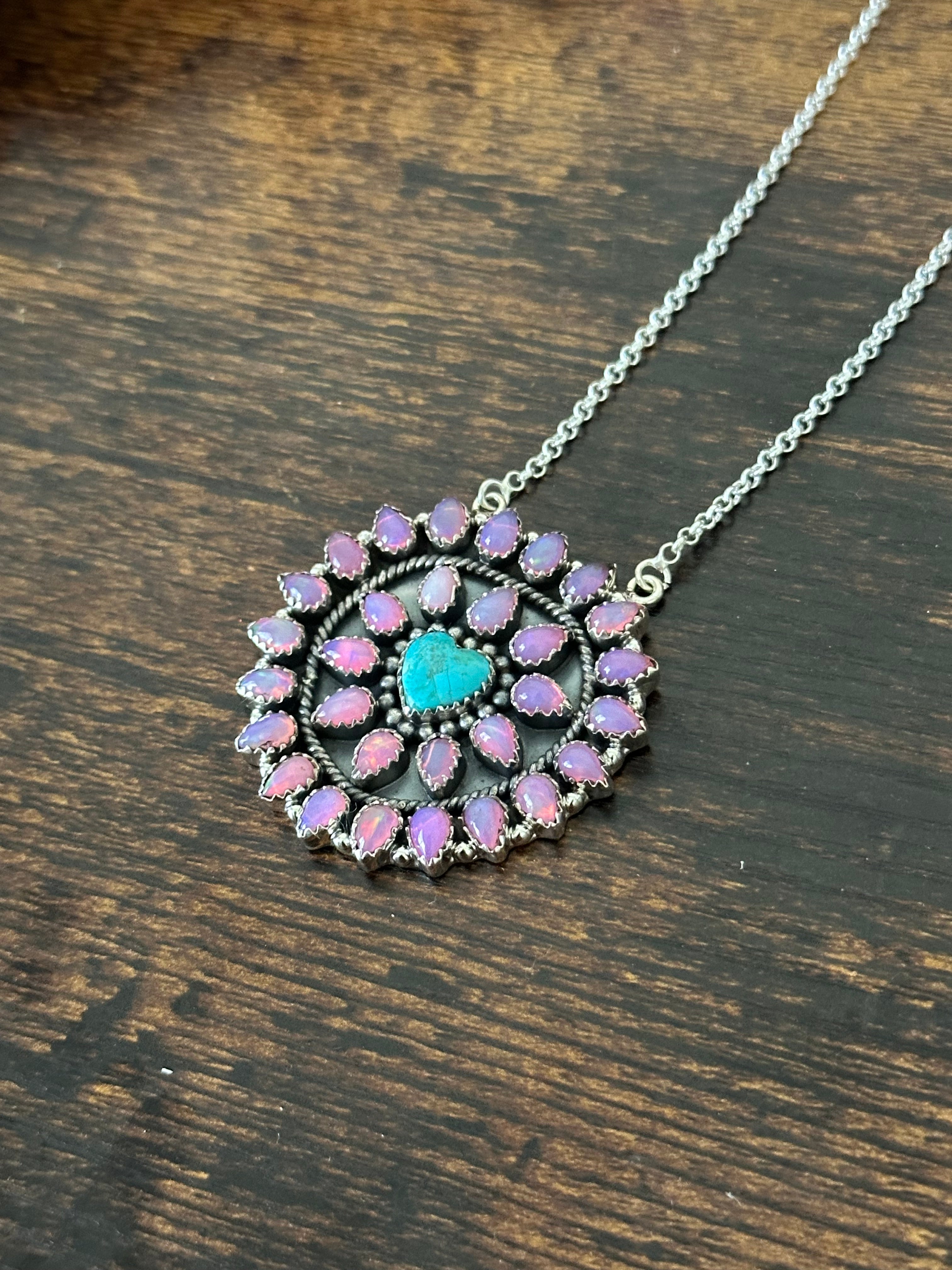 Southwest Handmade Multi Stone & Sterling Silver Cluster Necklace