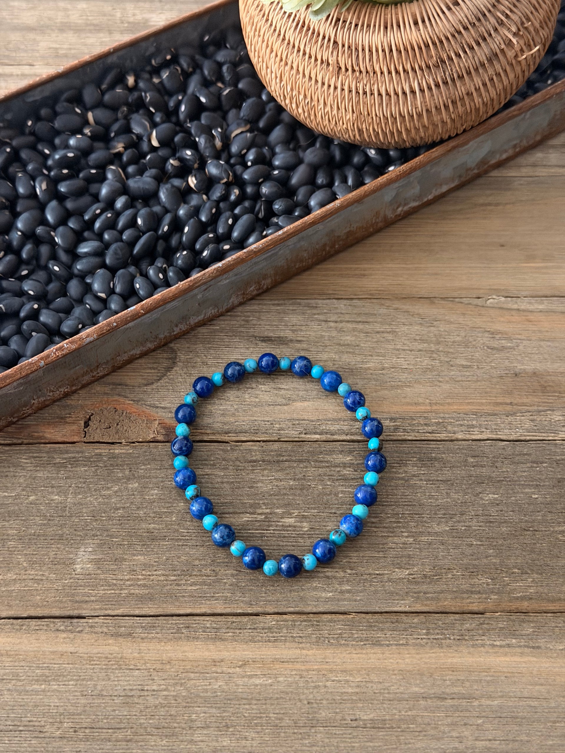 Navajo Strung Multi Stone Stretch Beaded Bracelet