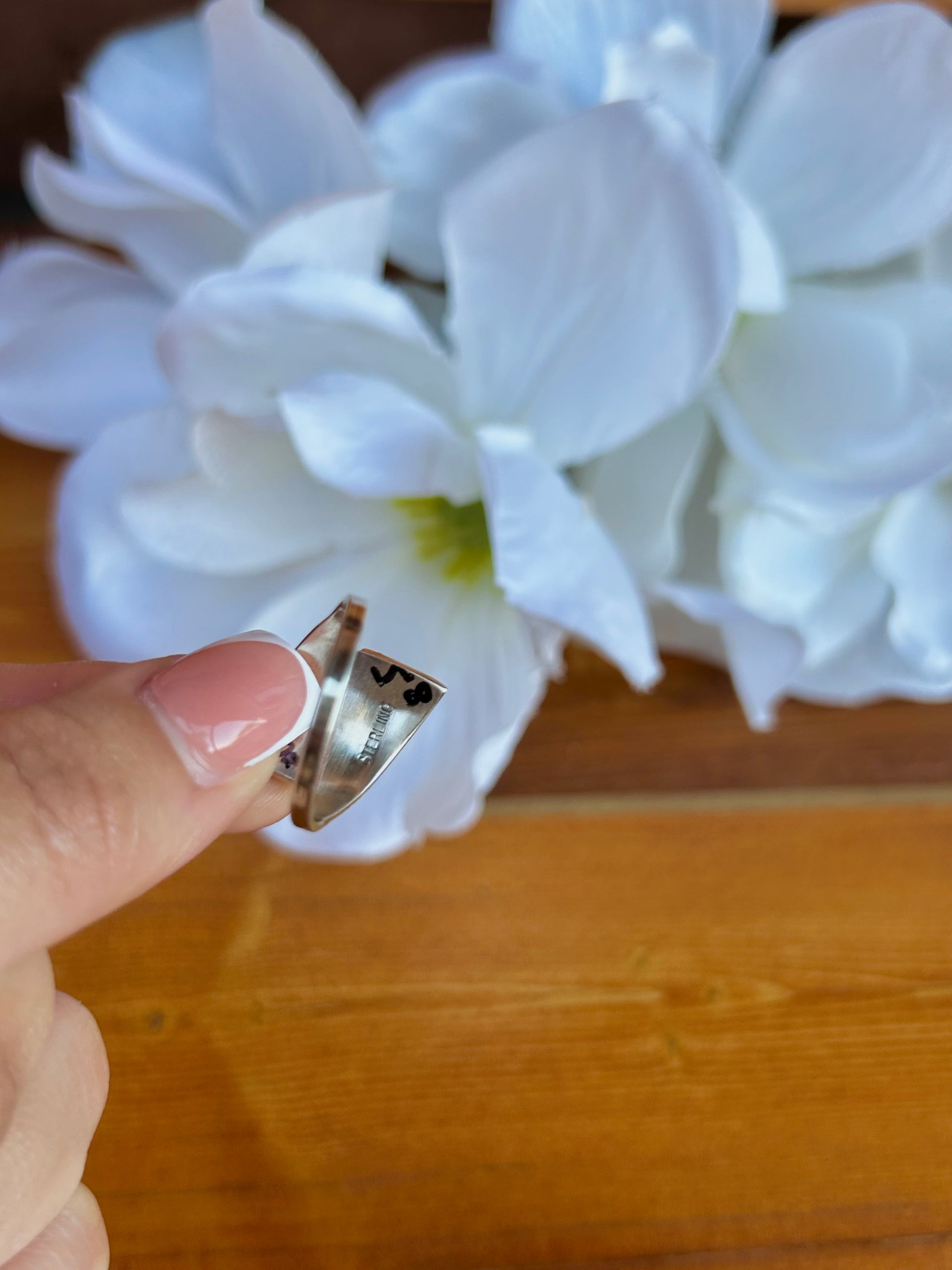 Zuni Multi Stone Inlay & Sterling Silver Ring Size 8.5
