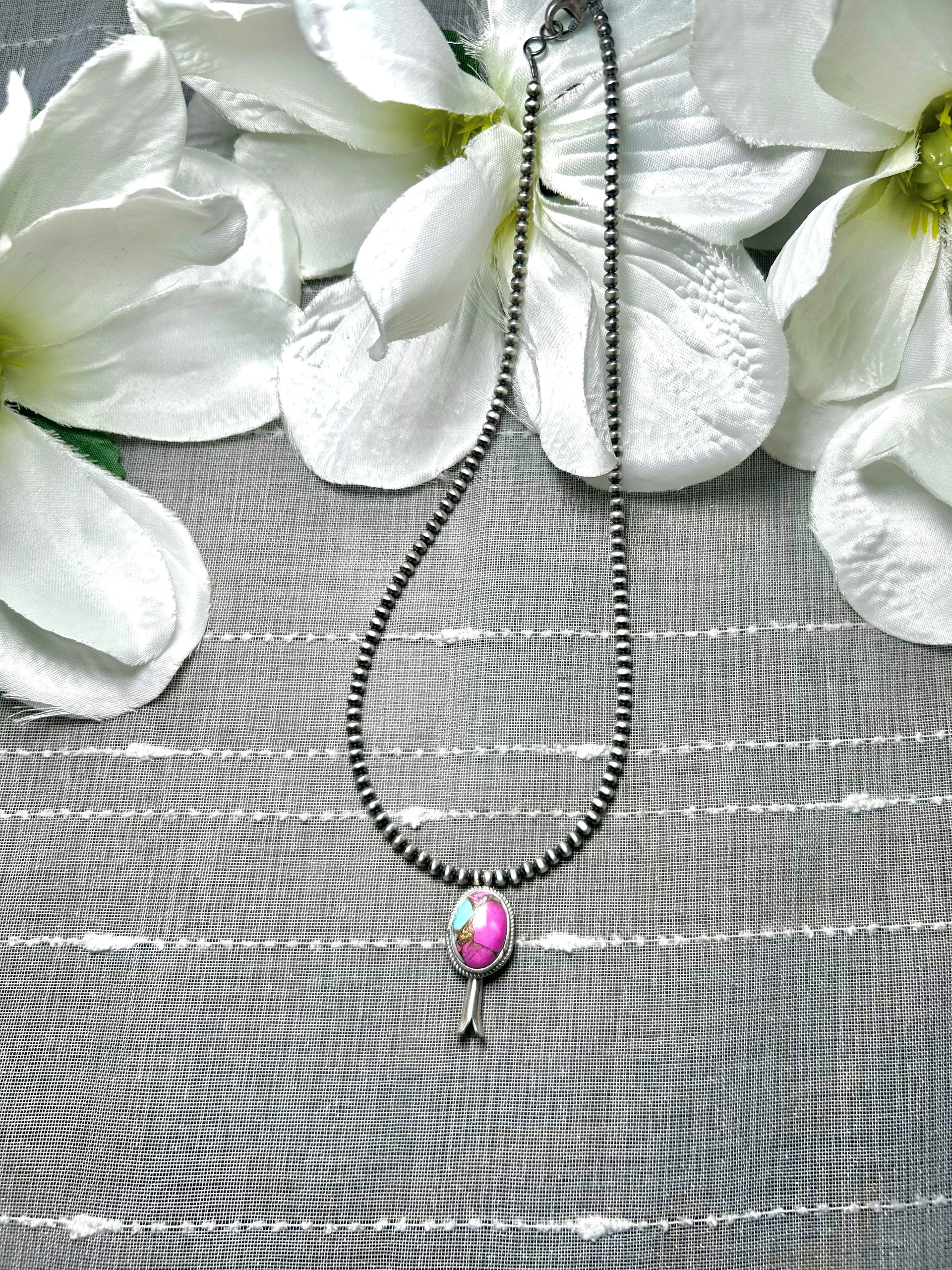 George Rios Cotton Candy Dahlia & Sterling Silver Necklace