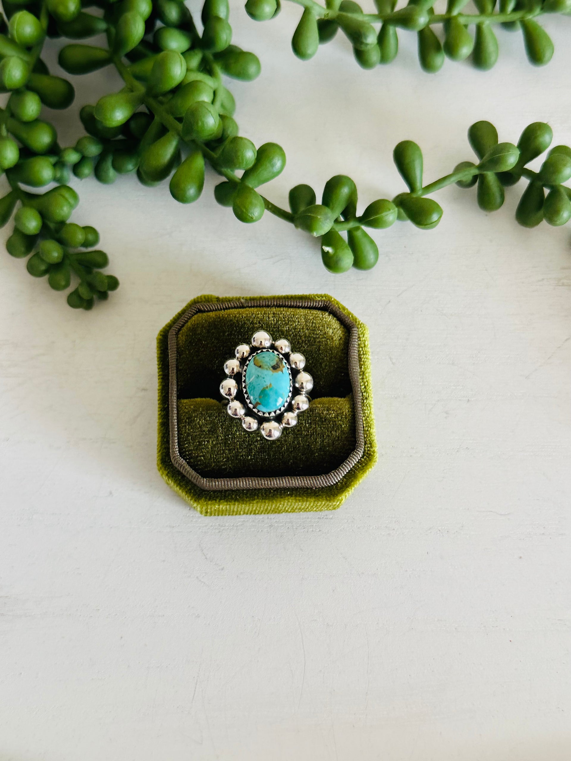 Southwest Handmade Kingman Turquoise & Sterling Silver Adjustable Ring