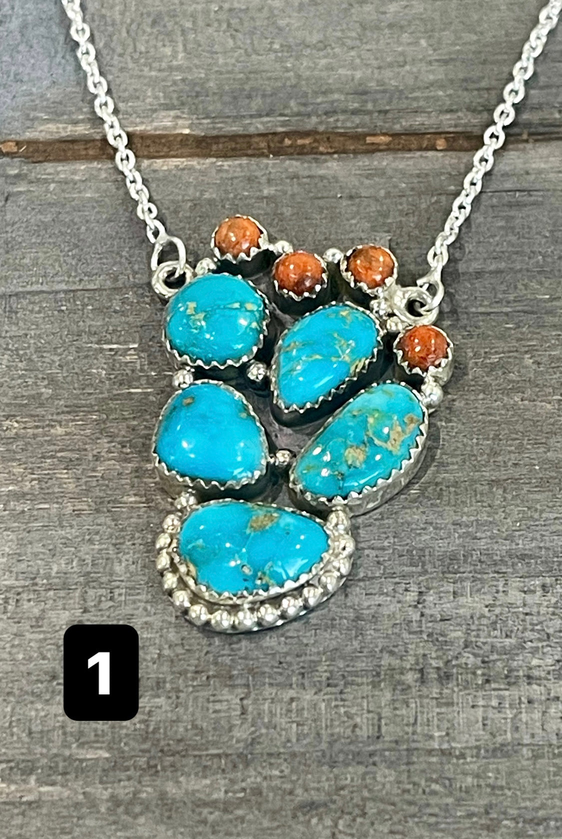 Southwest Handmade Sonoran Mountain Turquoise & Sterling Silver Cluster Necklace