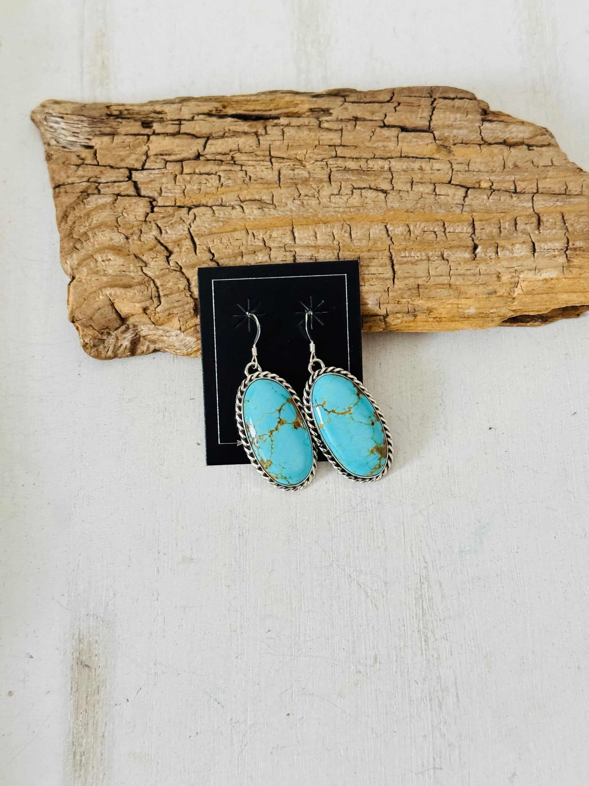Larry Kaye Kingman Turquoise & Sterling Silver Dangle Earrings