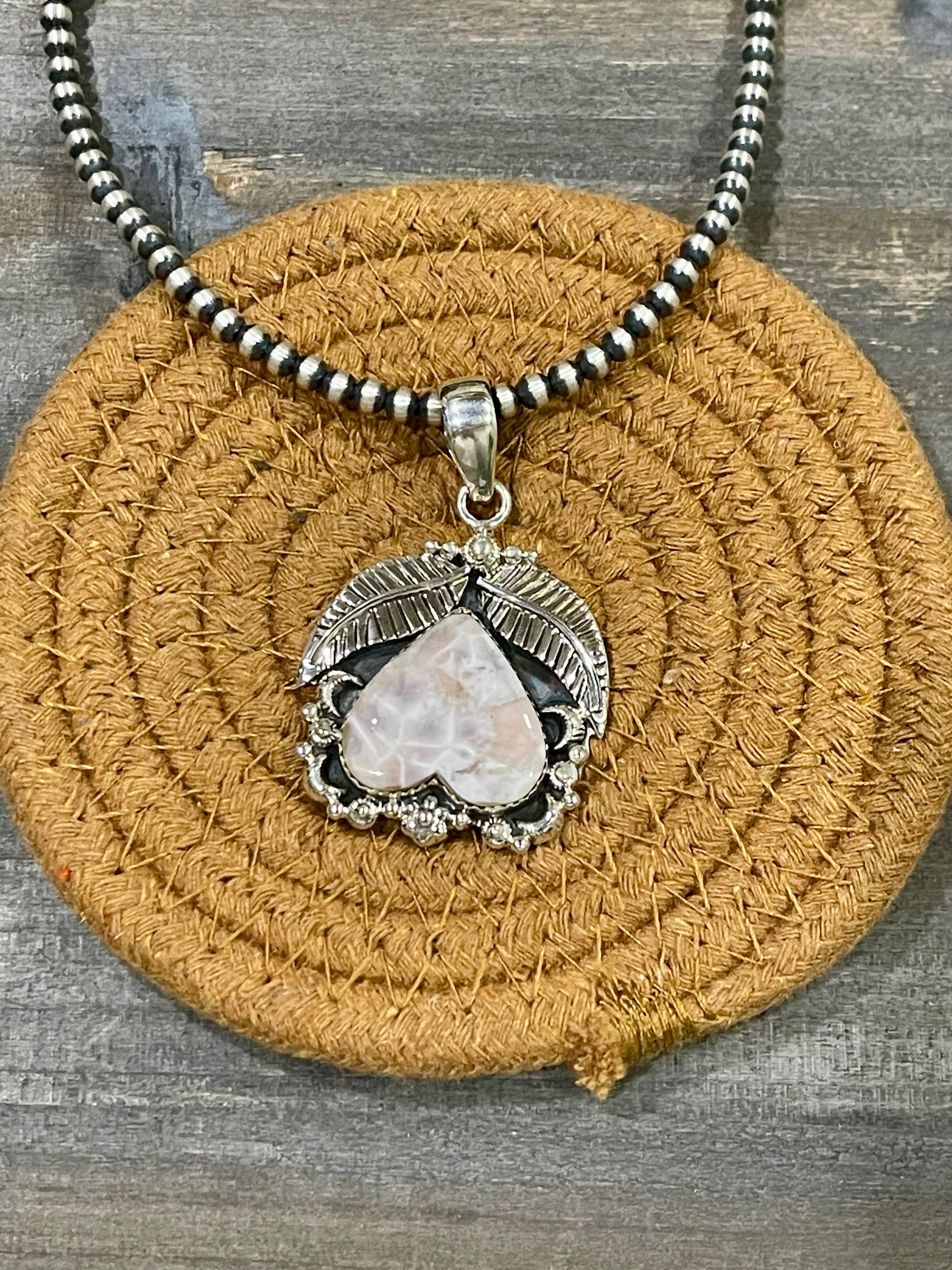 Southwest Handmade Pink Larimar & Sterling Silver Pendant