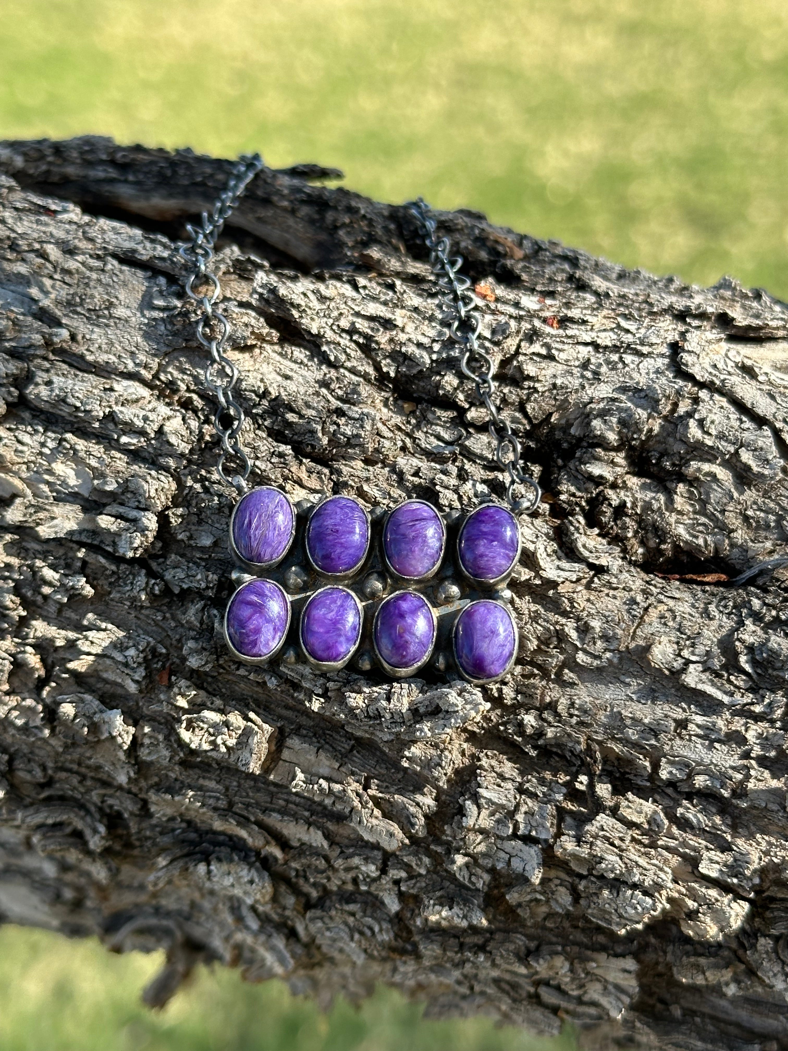 Navajo Made Charoite & Sterling Silver Necklace