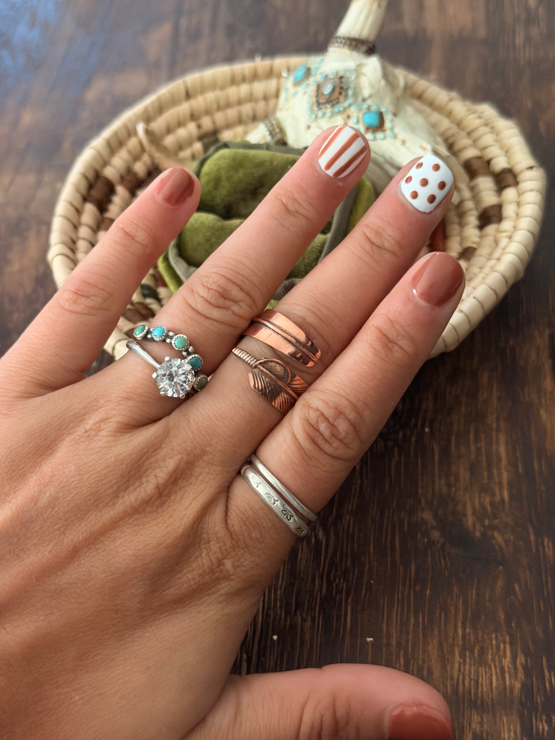 Aaron Davis Copper Feather Adjustable Ring
