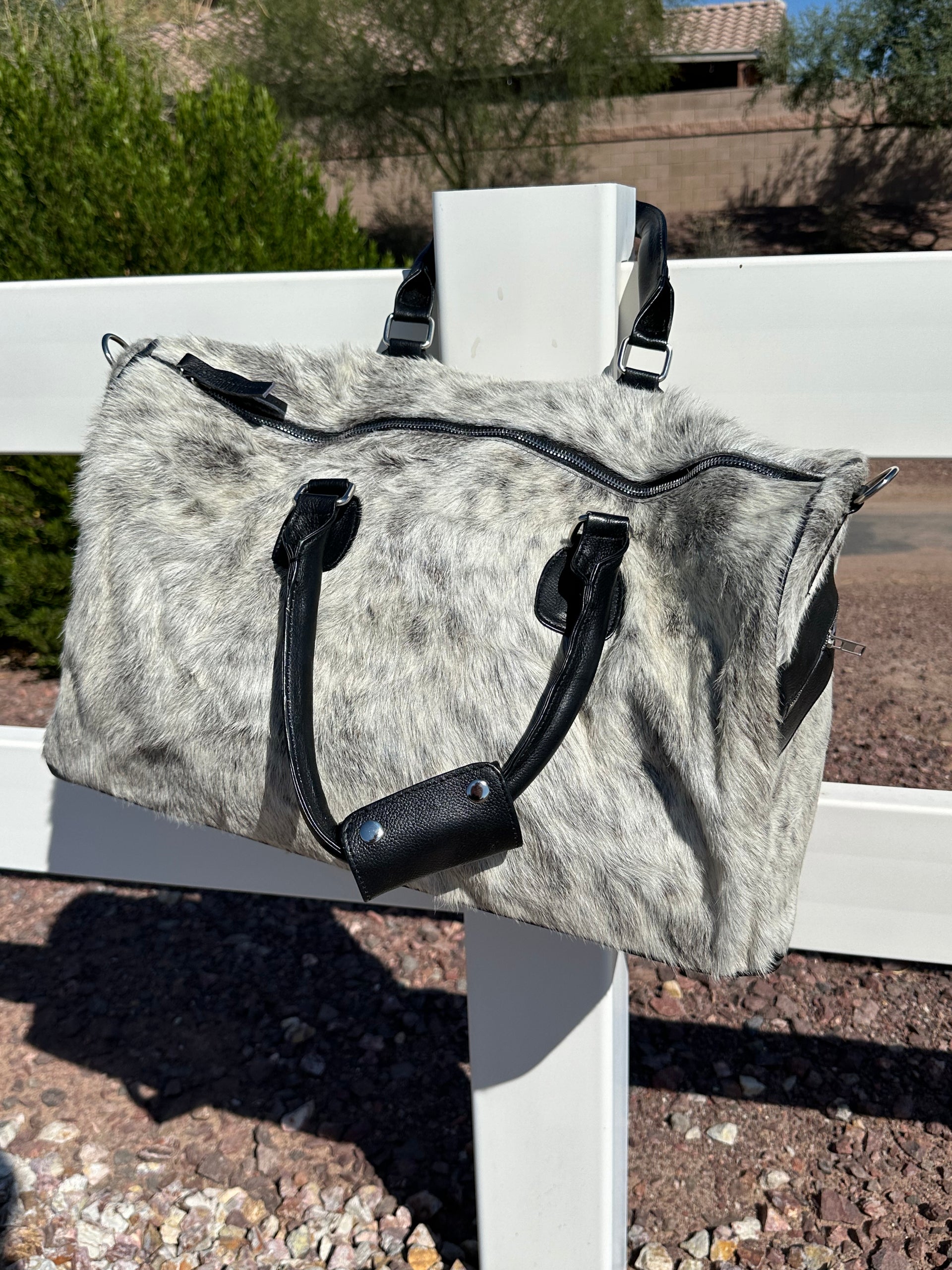 Genuine Tooled Leather Cowhide Duffle Bag