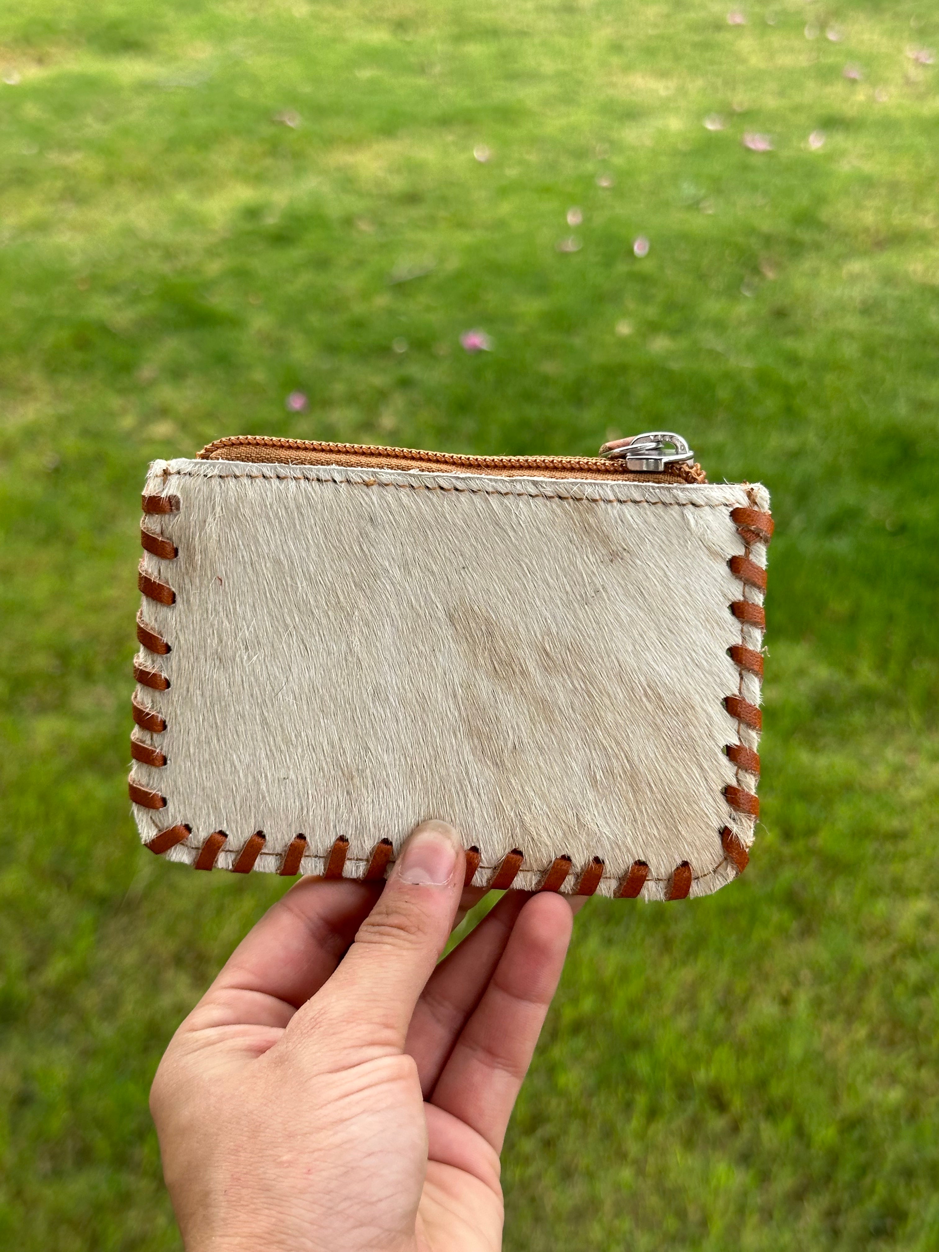 Genuine Tooled Leather Cowhide Coin Bag