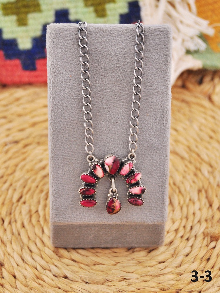 Southwest Made Rose Dahlia & Sterling Silver Necklace