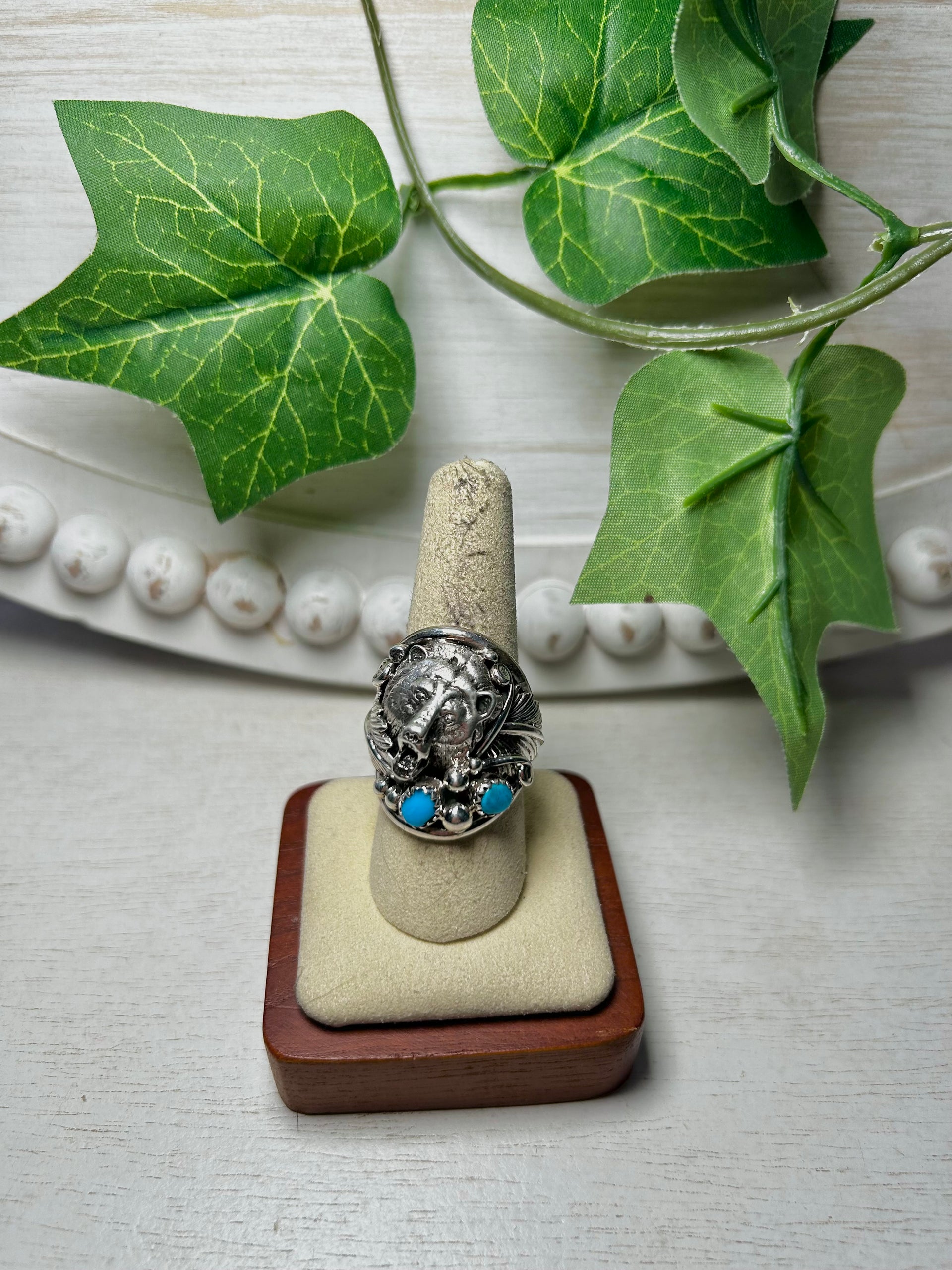 Navajo Made Kingman Turquoise & Sterling Silver Ring