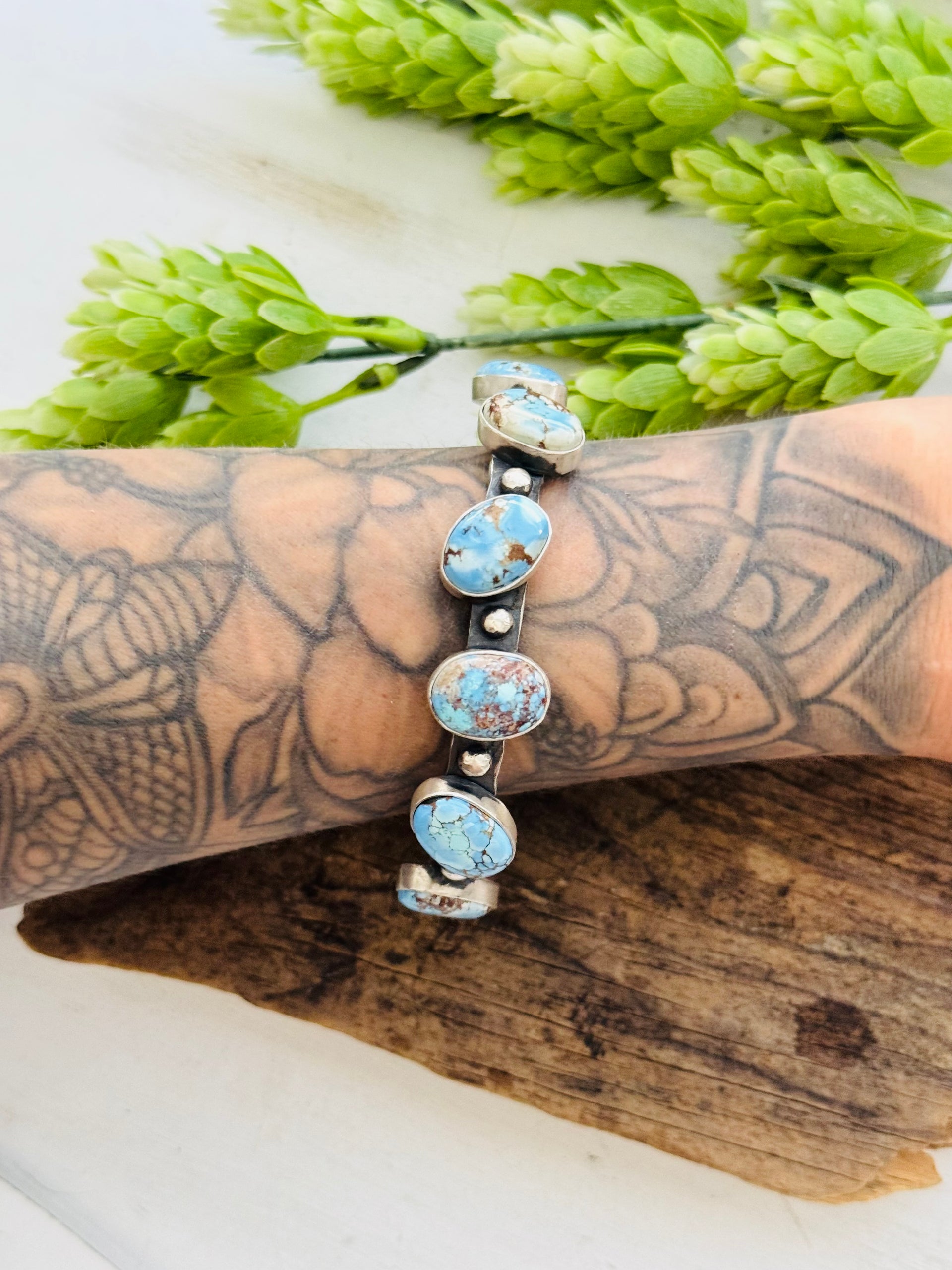 LeRoy James Golden Hills Turquoise & Sterling Silver Cuff Bracelet