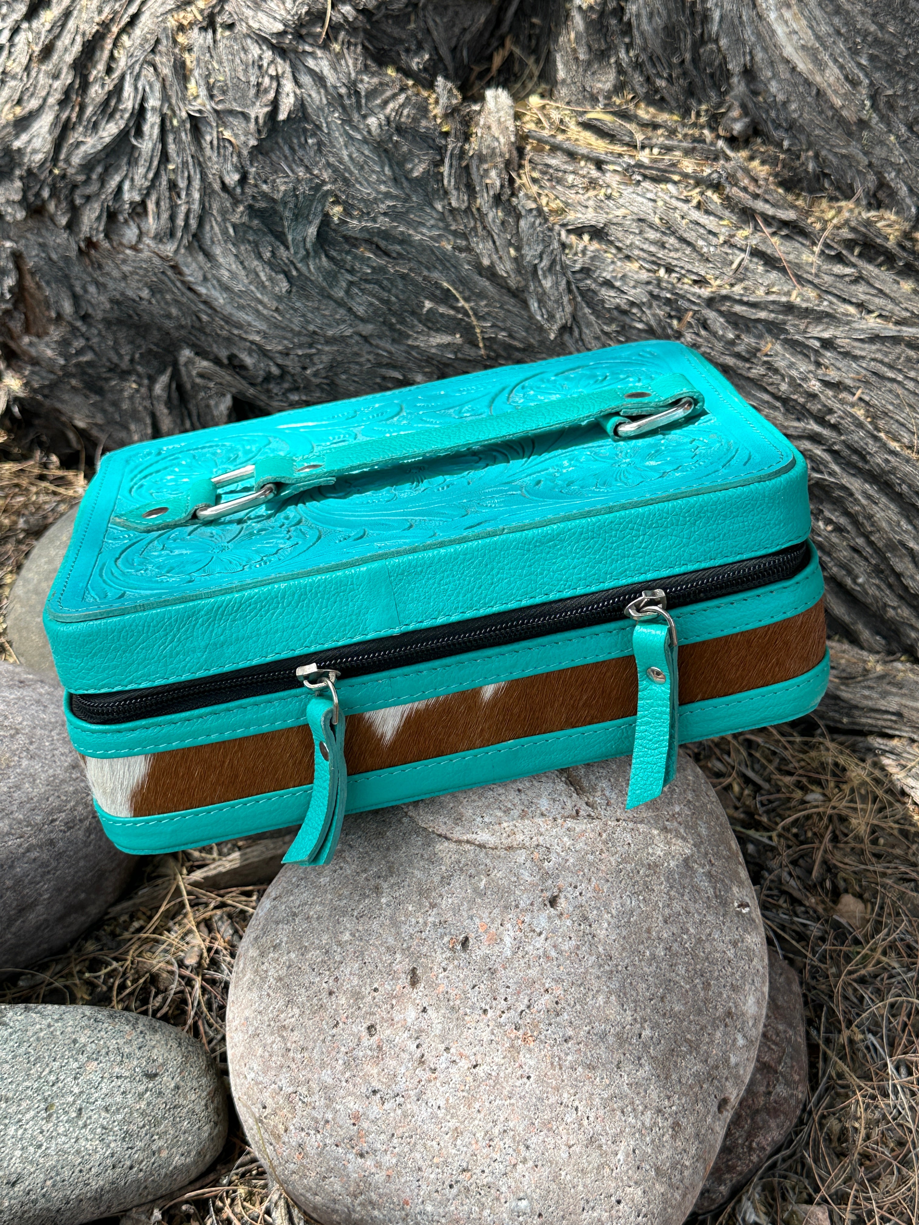 Genuine Tooled Leather & Cowhide Jewelry Box